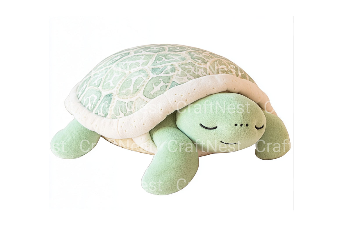 Plush Sea Turtle Sleeping Artwork Clipart Bundle