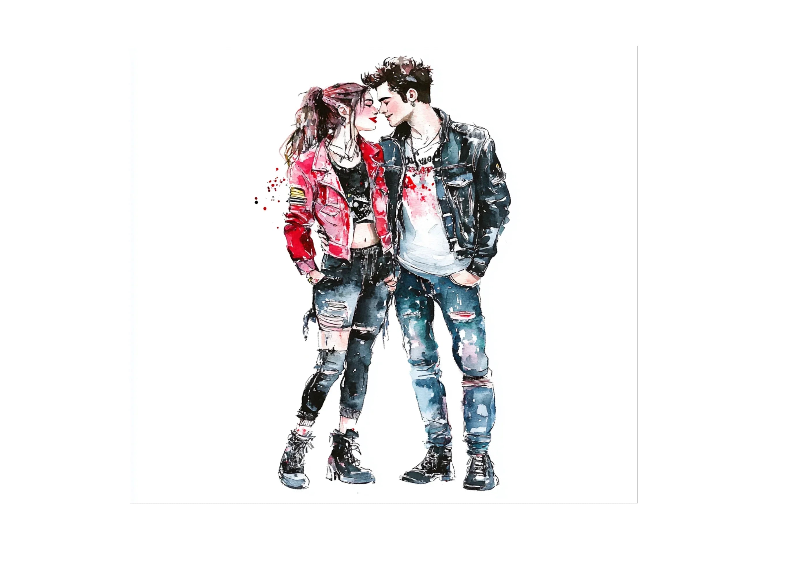 Punk Rock Couple Illustrations Clipart Bundle