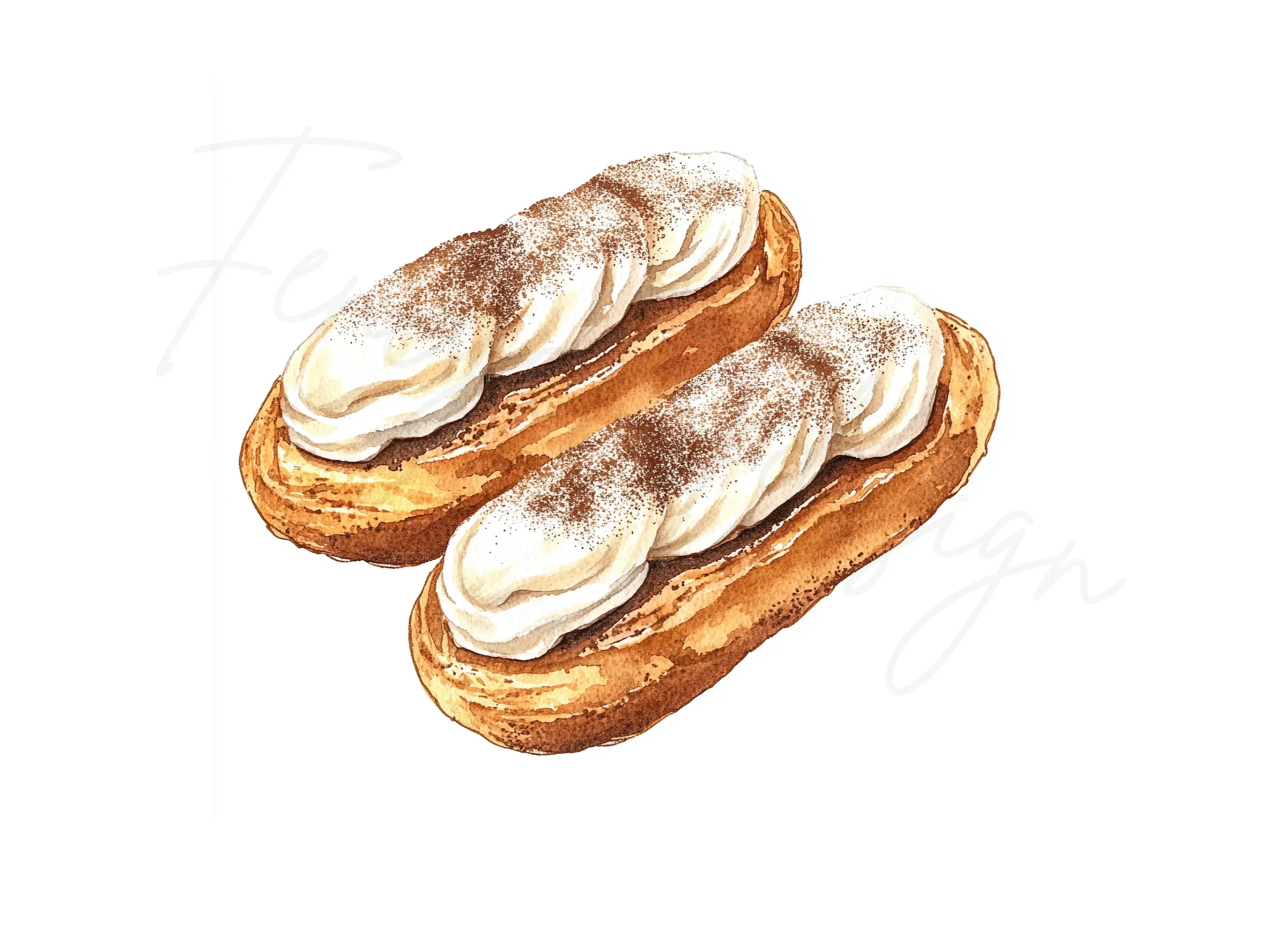 Delicious Cream-Filled Eclairs Clipart Bundle
