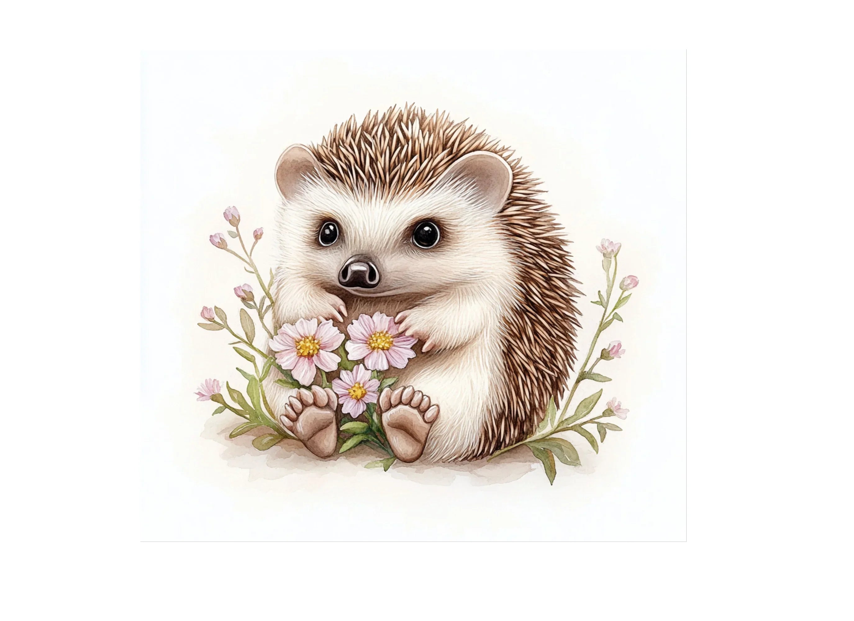 Charming Baby Hedgehogs with Flowers Clipart Bundle