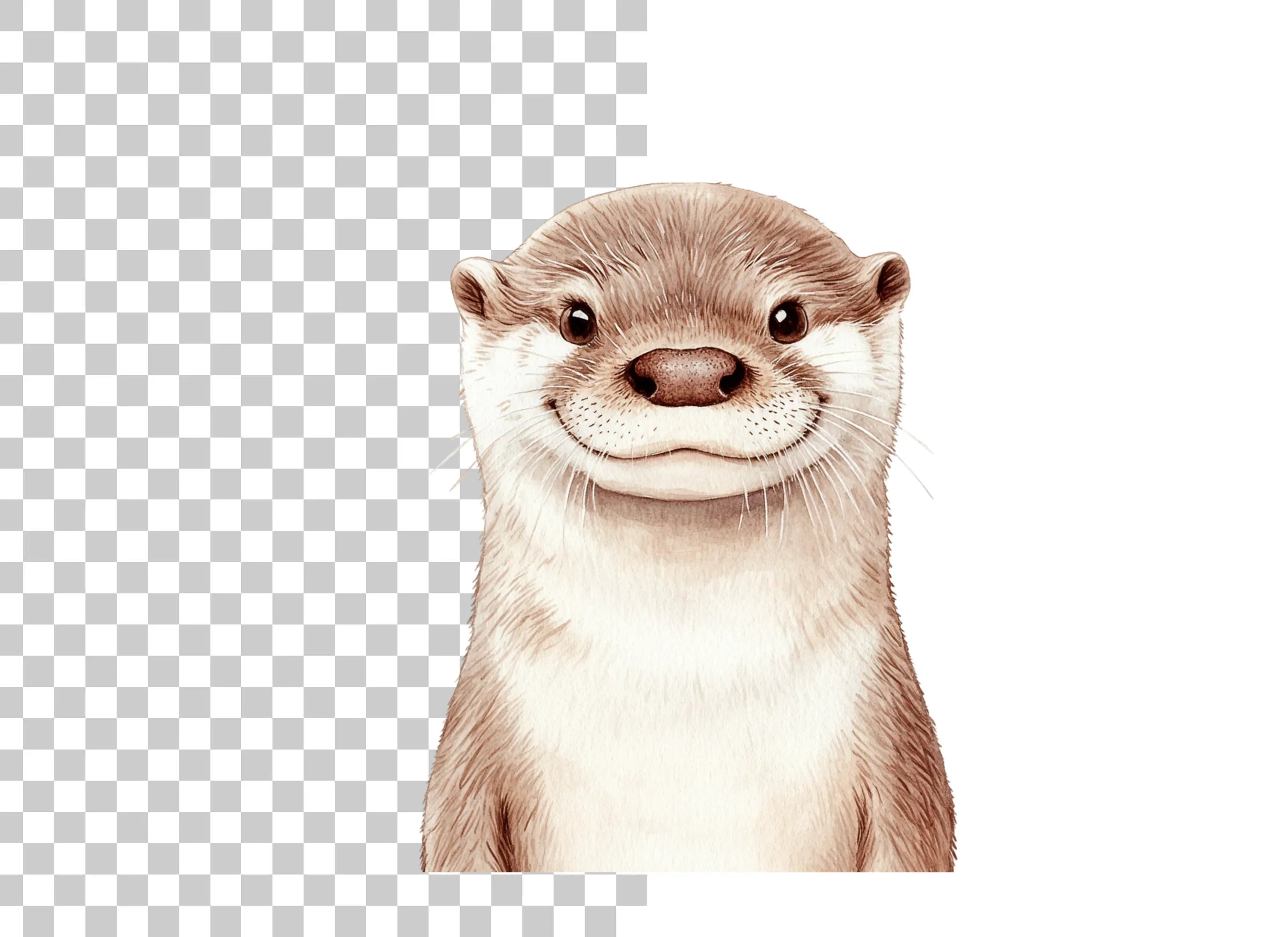 Smiling Otter Faces Clipart Bundle
