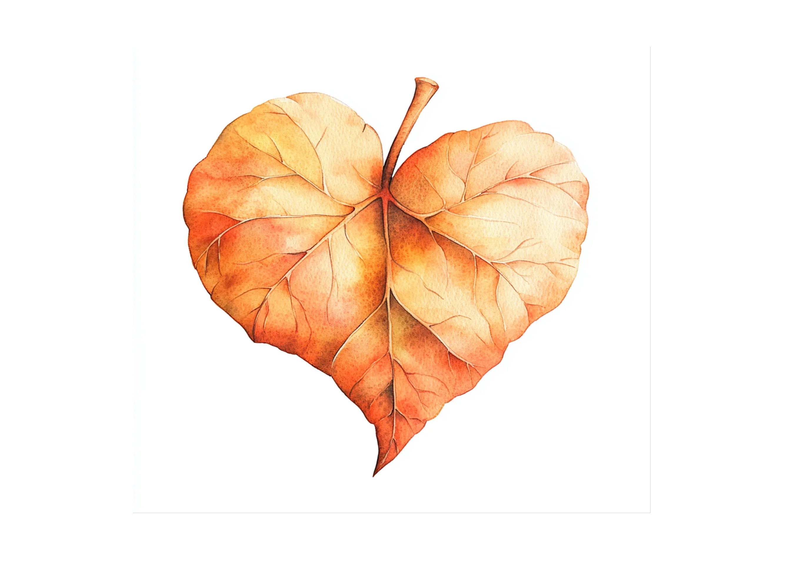 Autumn Heart Leaves Clipart Bundle