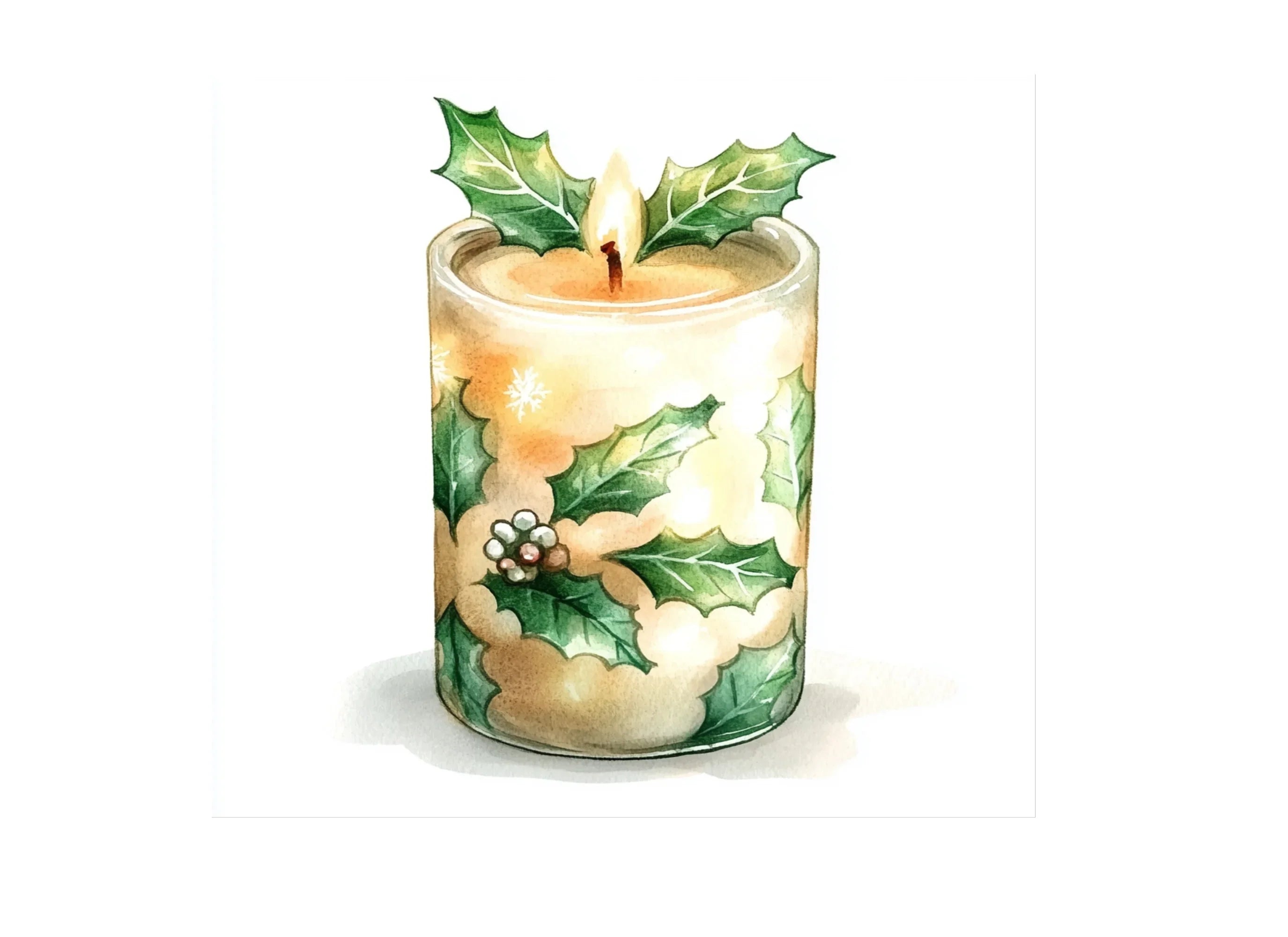 Christmas Holly Candles Clipart Bundle