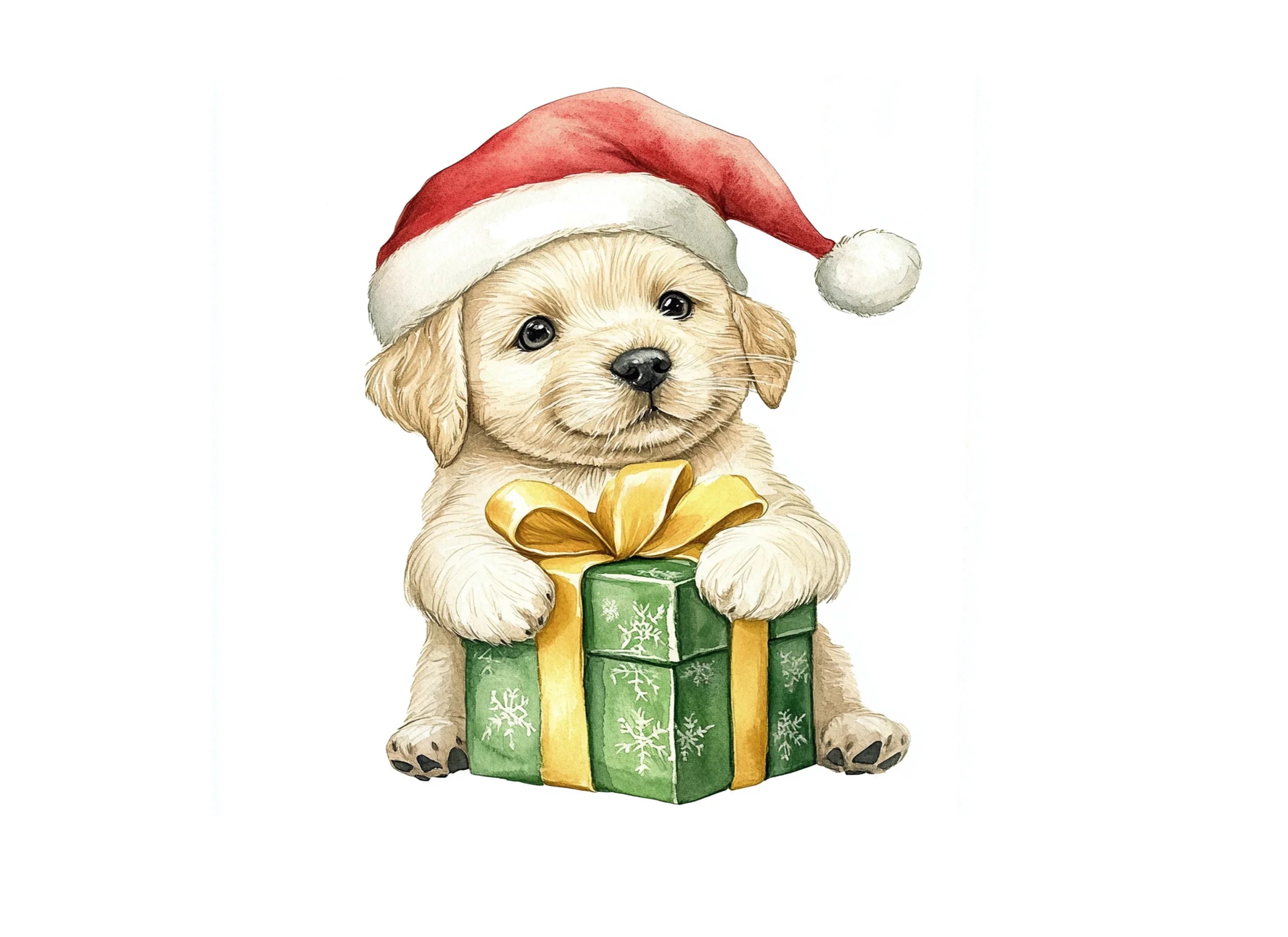 Cute Christmas Puppies with Gifts Clipart Bundle