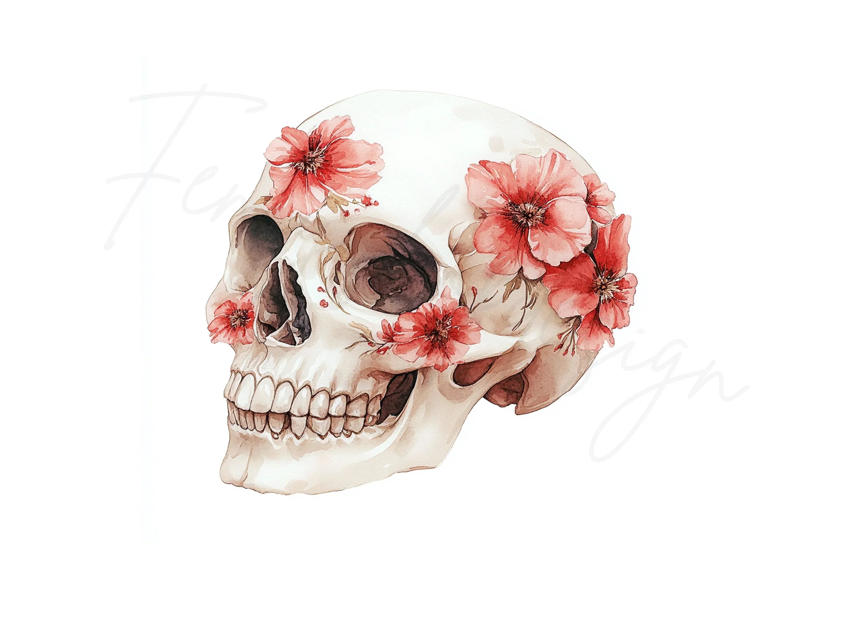 Floral Skull Clipart Bundle