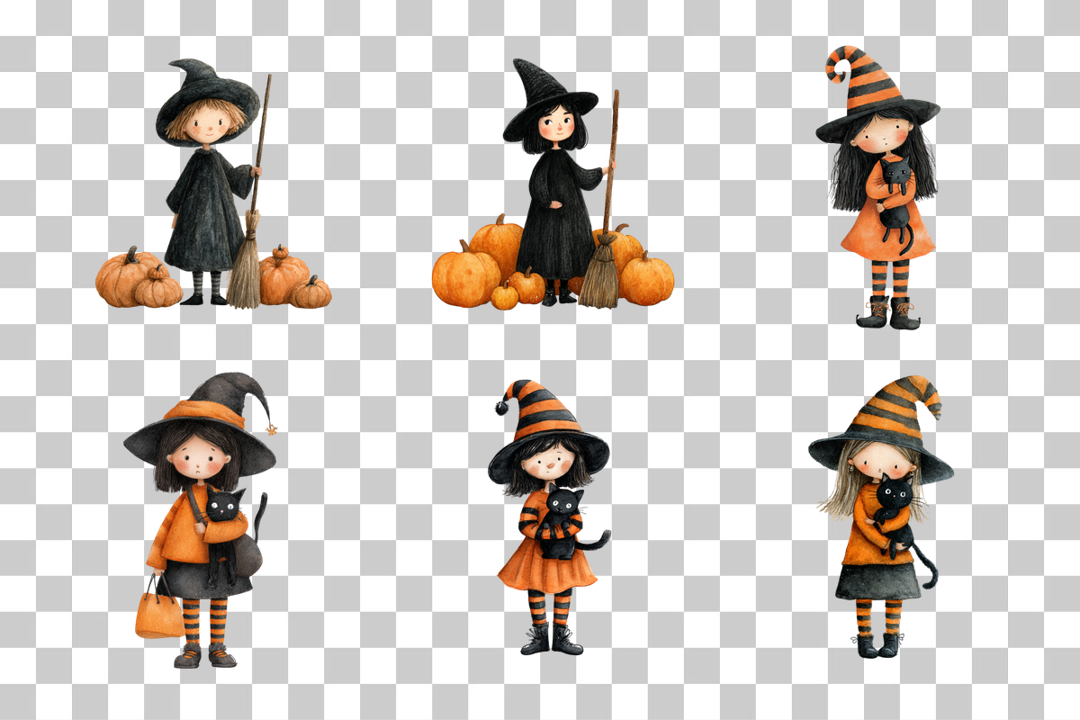 Cute Witch Clipart Bundle - CraftNest - Digital Crafting and Art