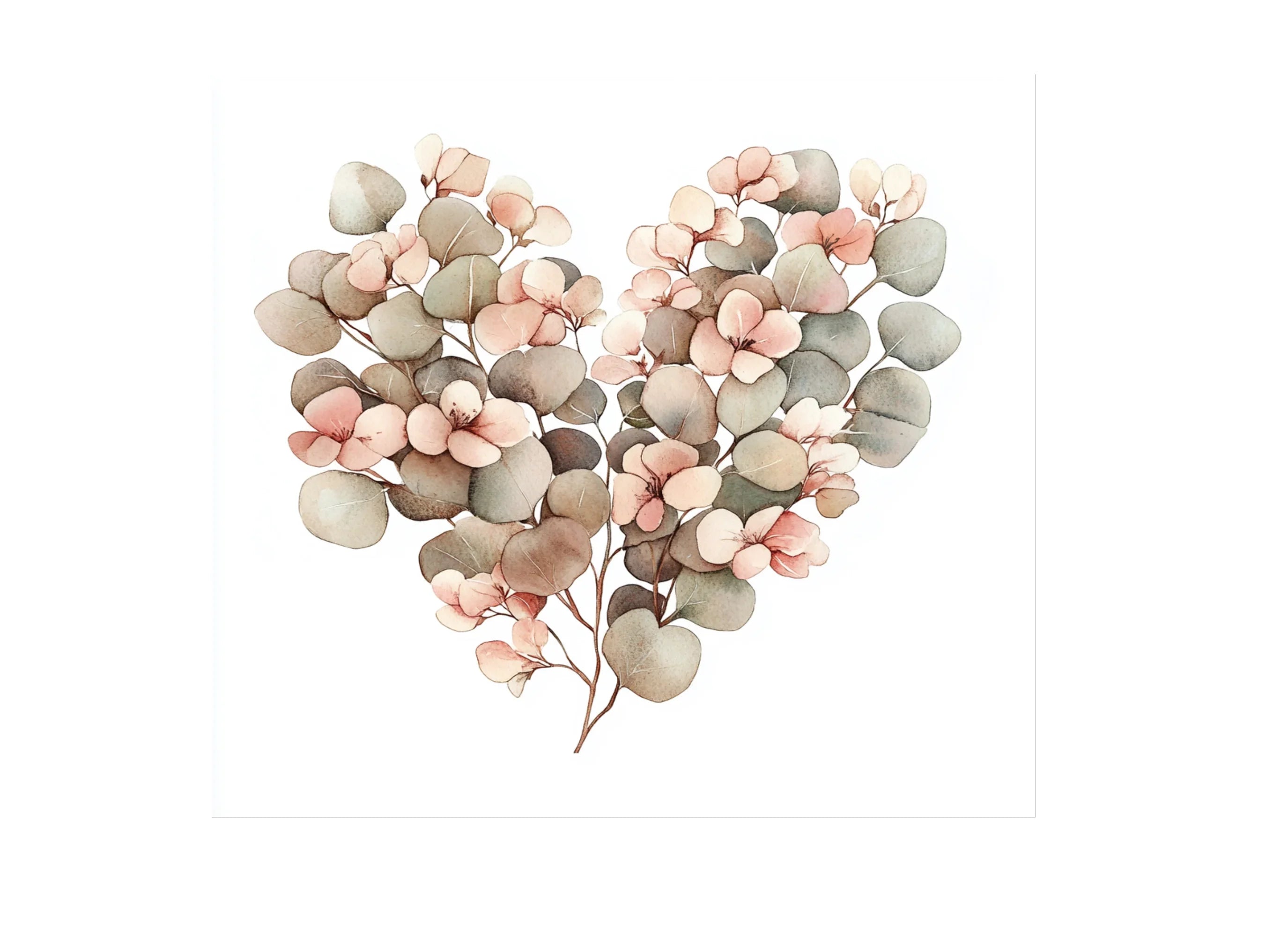 Eucalyptus Floral Heart Clipart Bundle