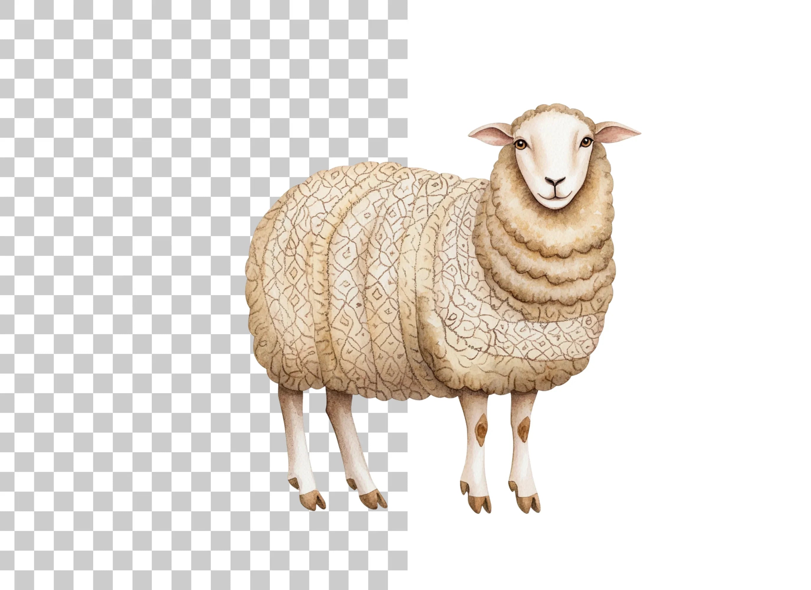 Natural Wool Sheep Clipart Bundle