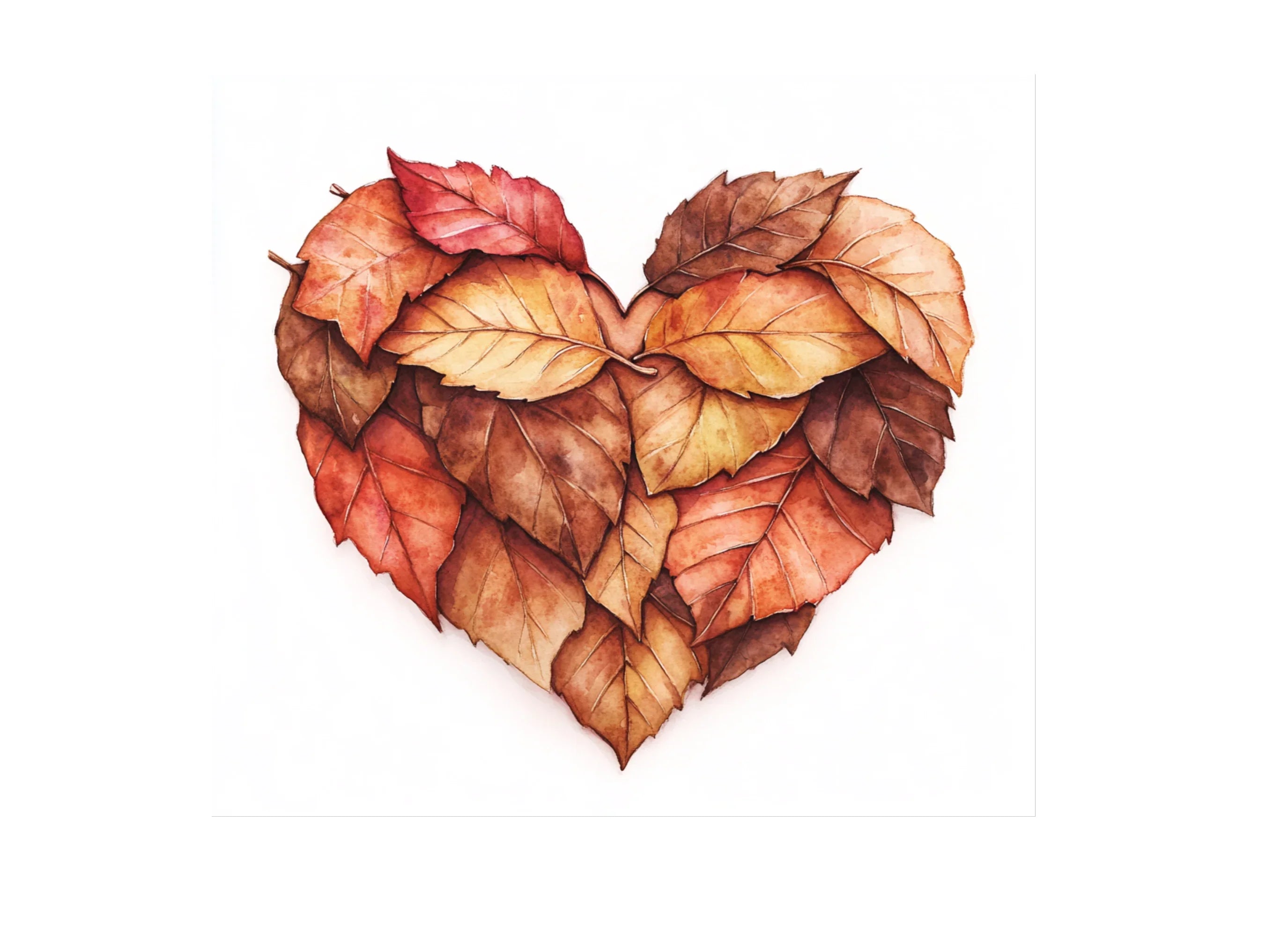 Fall Leaf Heart Shape Clipart Bundle