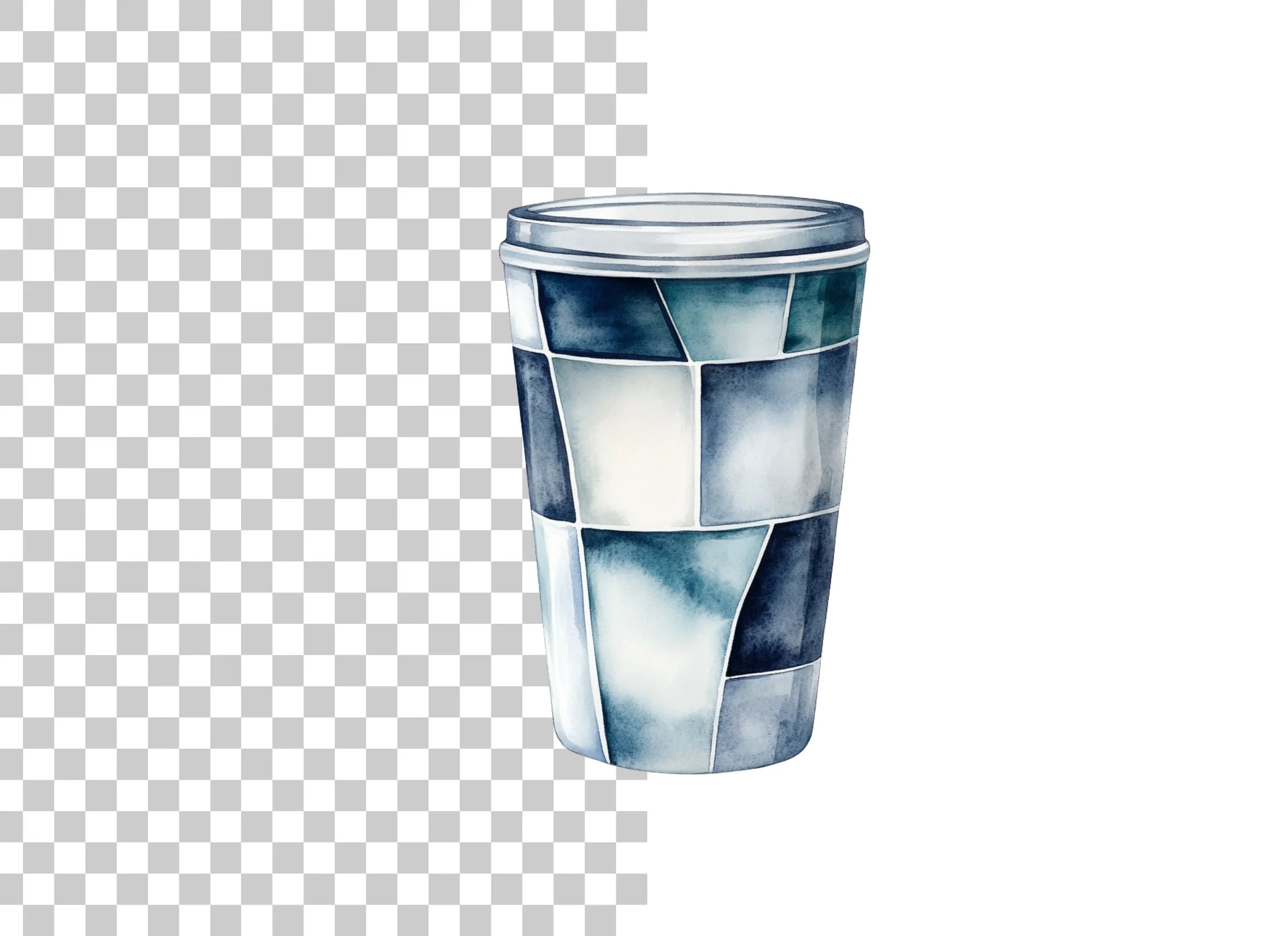 Blue Geometric Coffee Cup Clipart Bundle