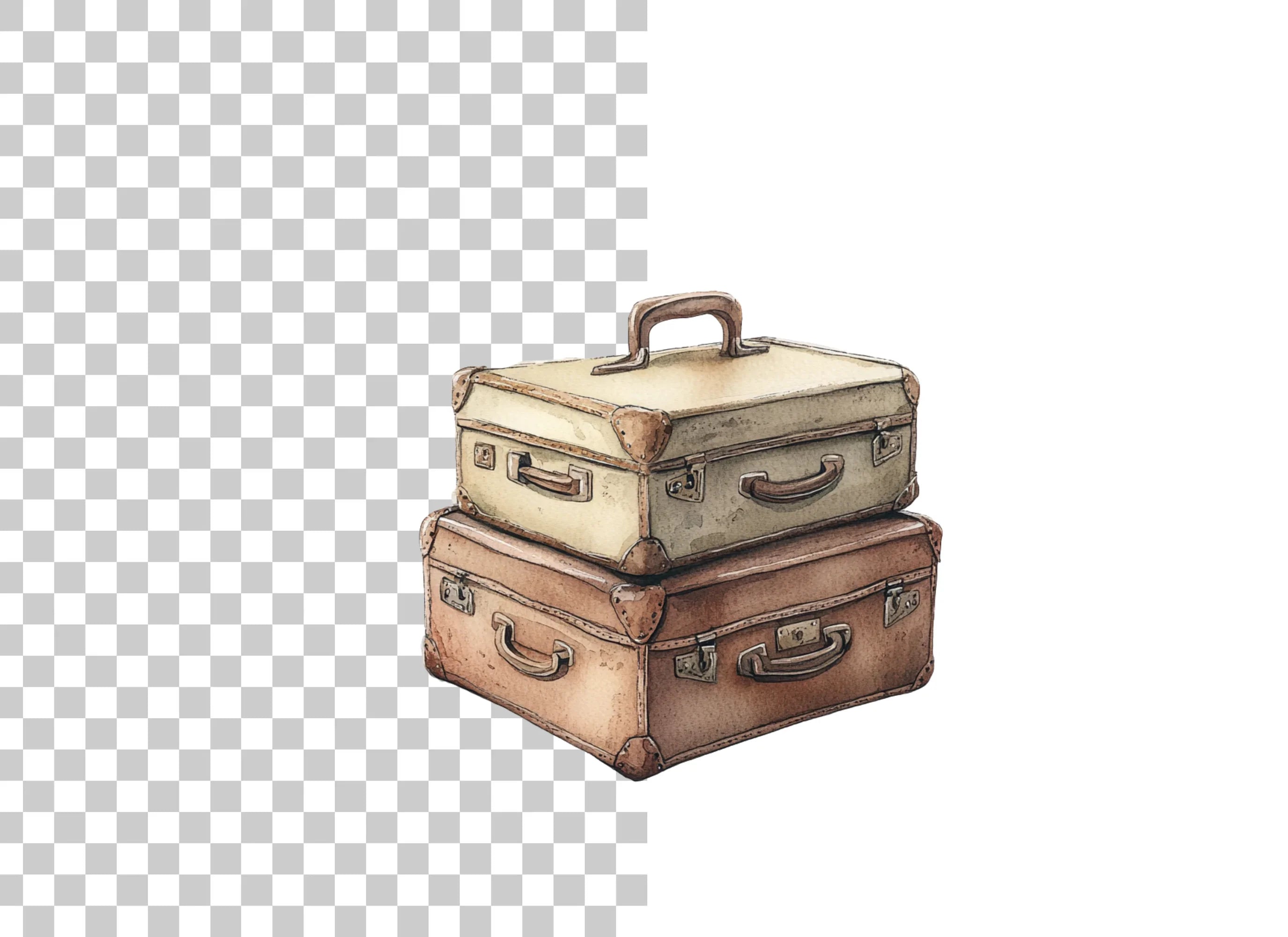 Stacked Vintage Luggage Clipart Bundle