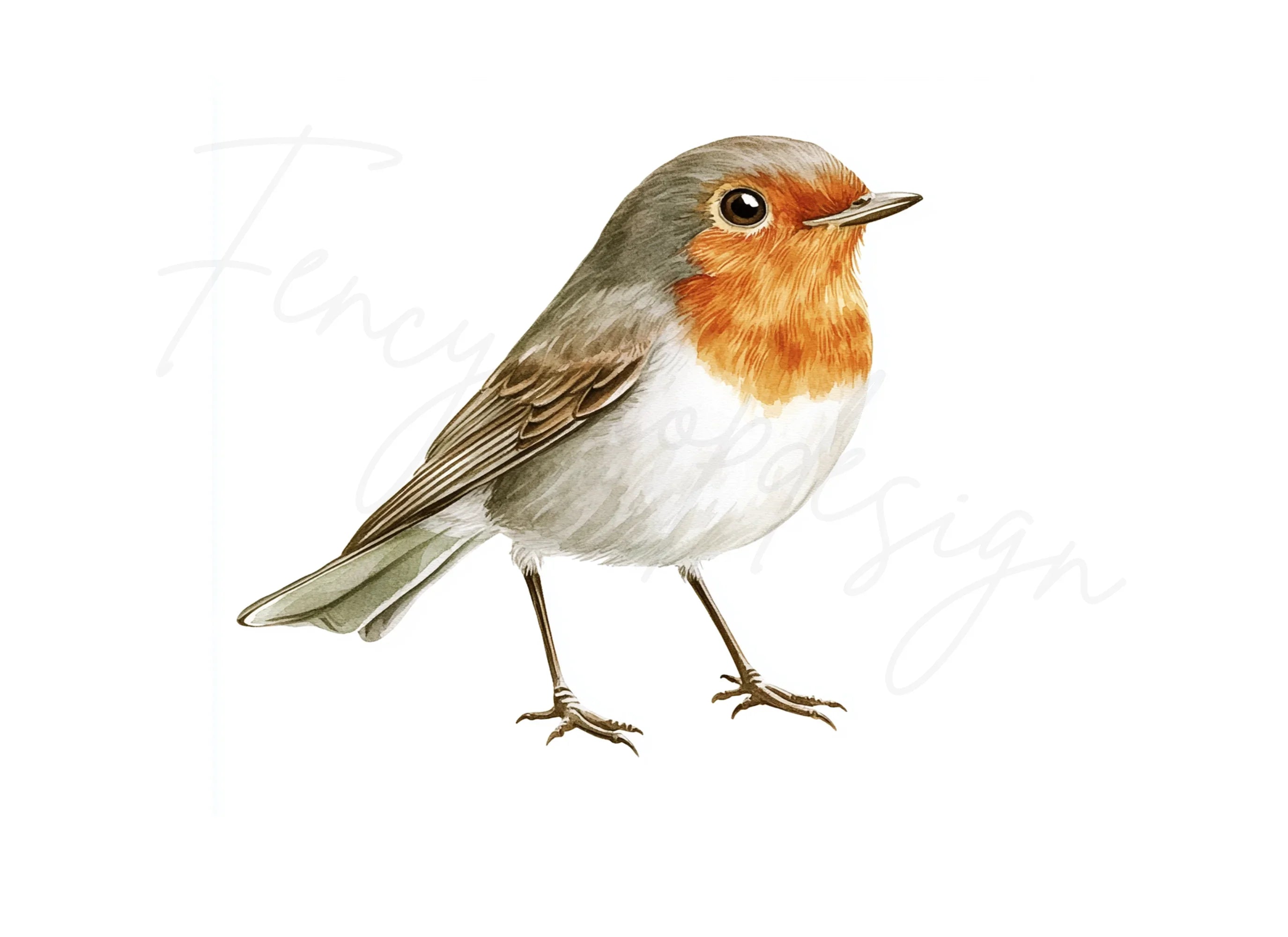 Realistic European Robin Bird Clipart Bundle