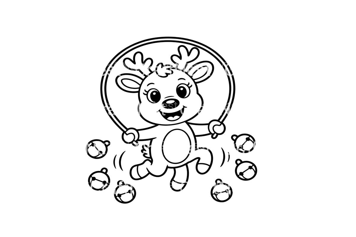 Playful Reindeer Jumping Rope Coloring Books