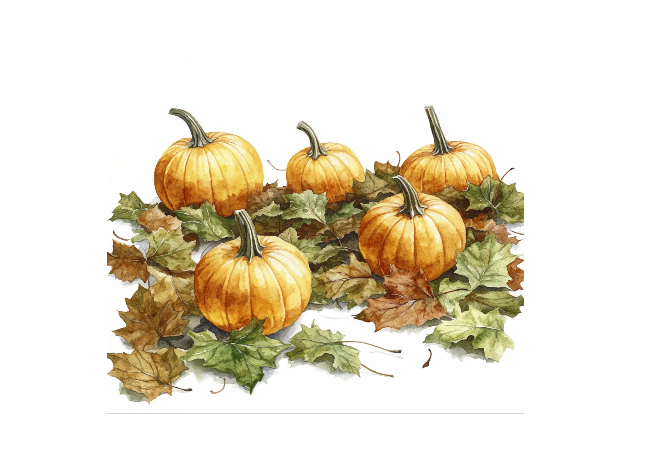 Autumn Pumpkins and Leaves Clipart Bundle