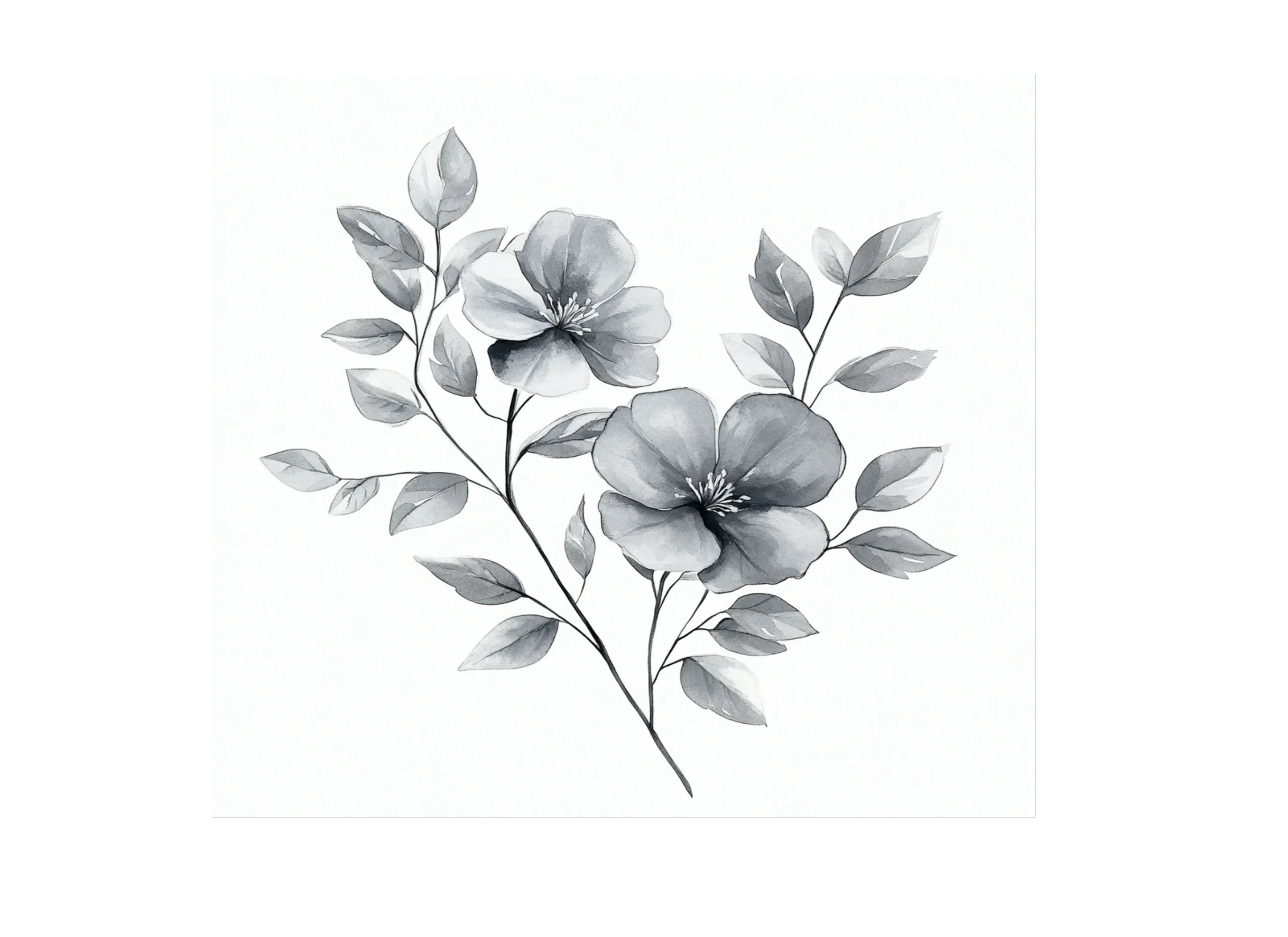 Monochrome Floral Clipart Bundle