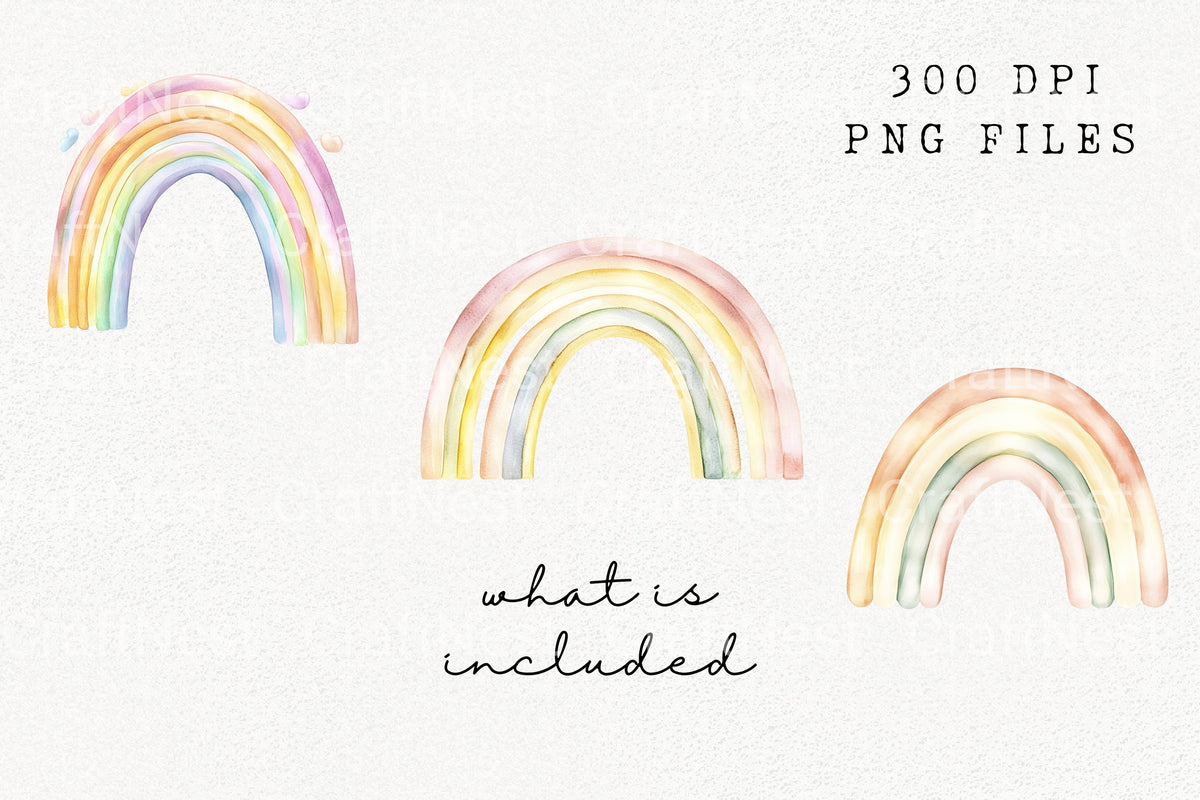 Pastel Rainbows Clipart Bundle