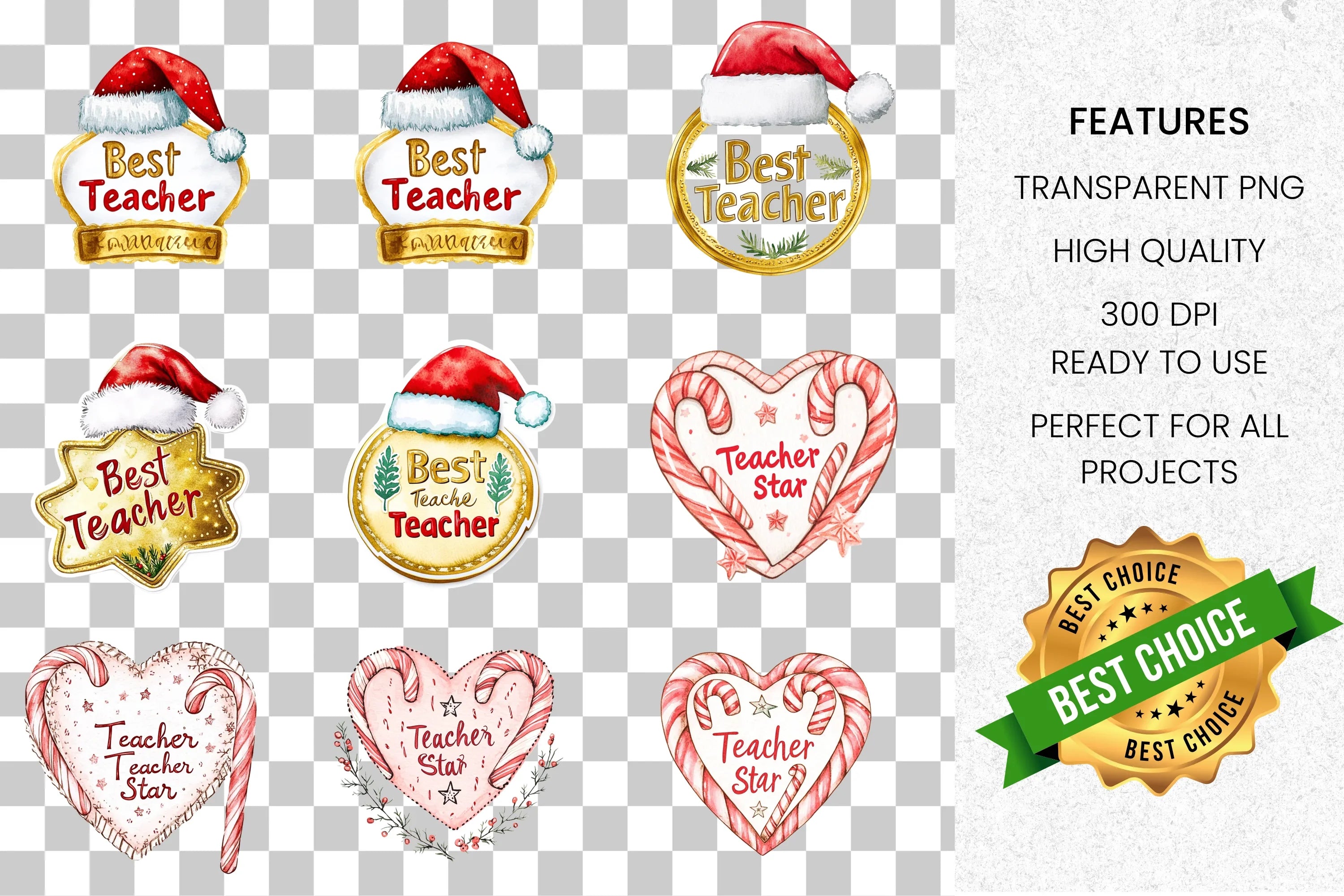 Holiday Teacher Award Clipart Bundle