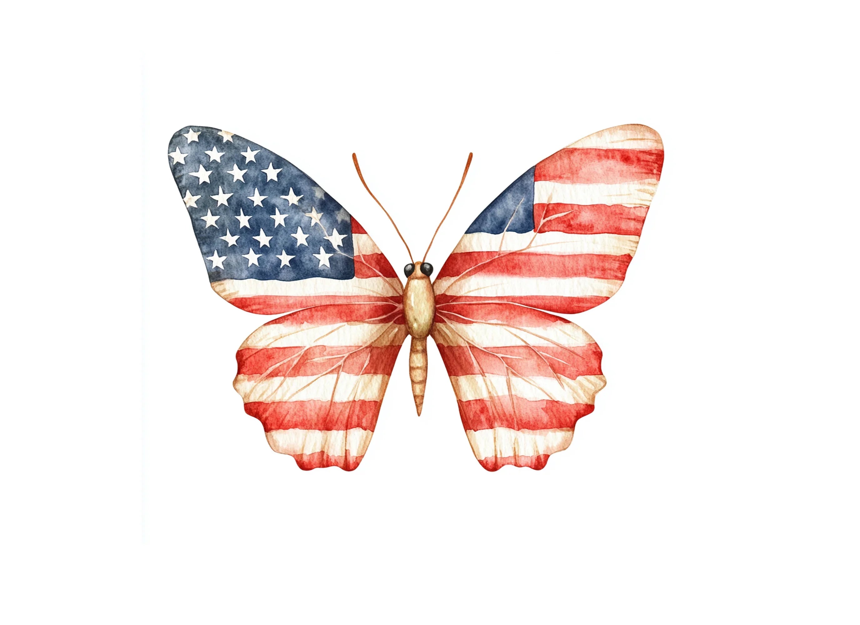 American Flag Butterflies Clipart Bundle