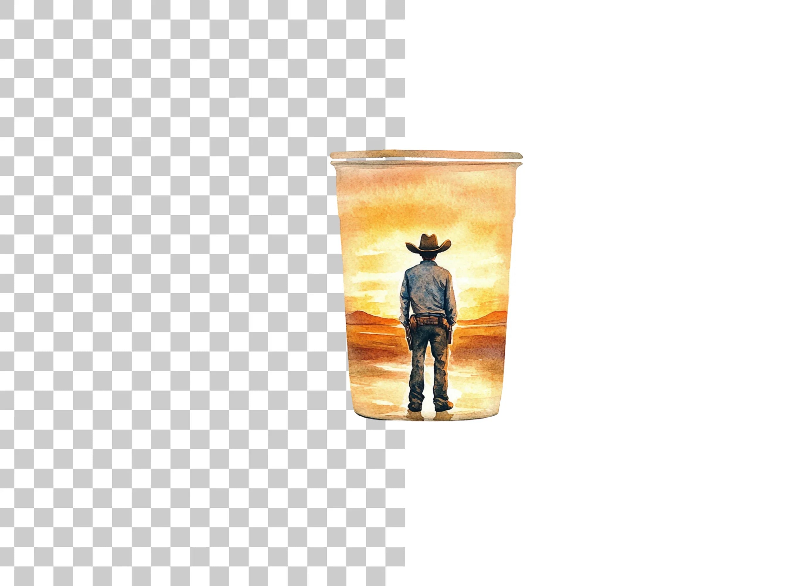 Lone Cowboy Sunset Tumbler Clipart Bundle