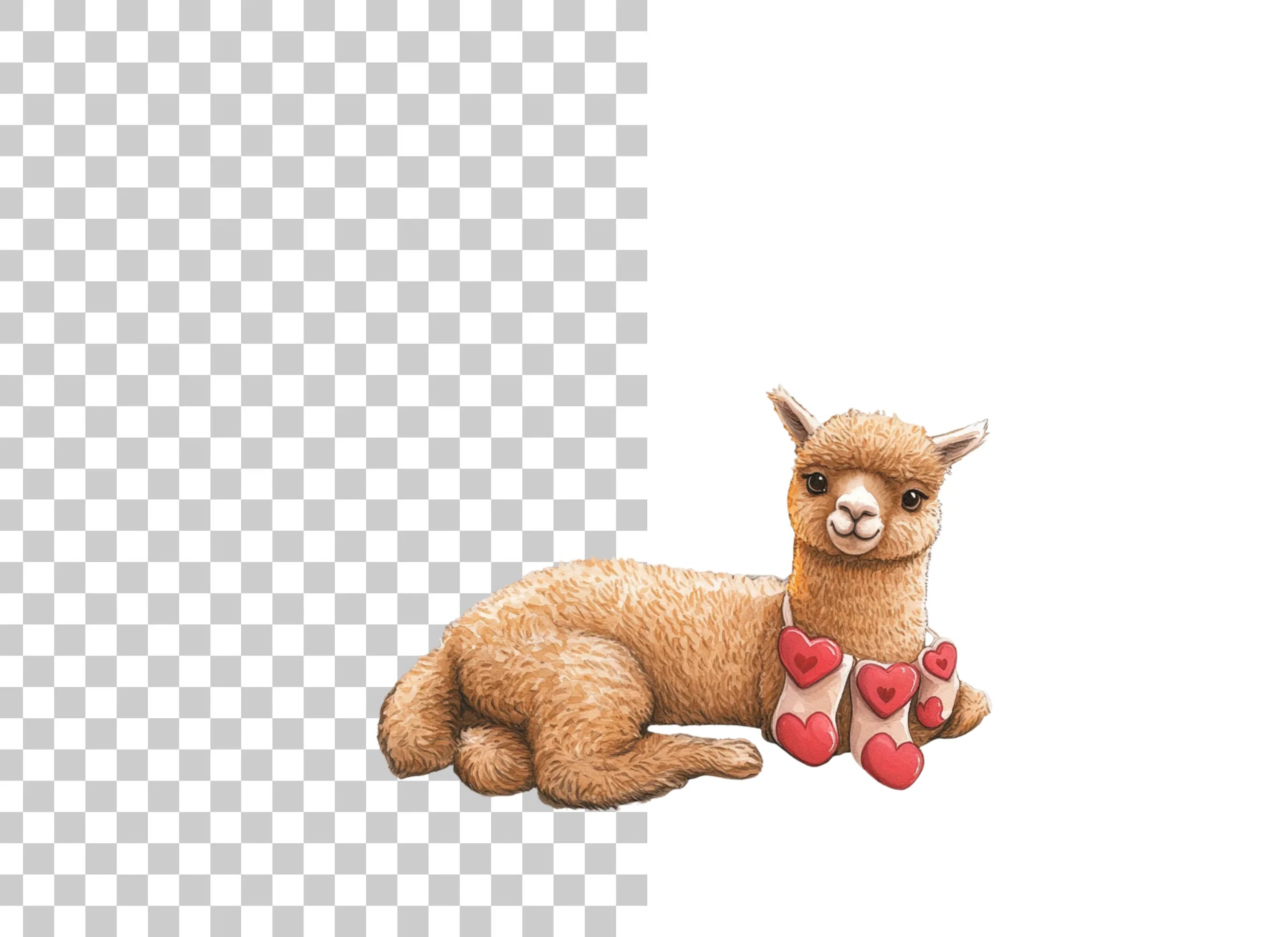 Cute Alpaca with Heart Garland Clipart Bundle