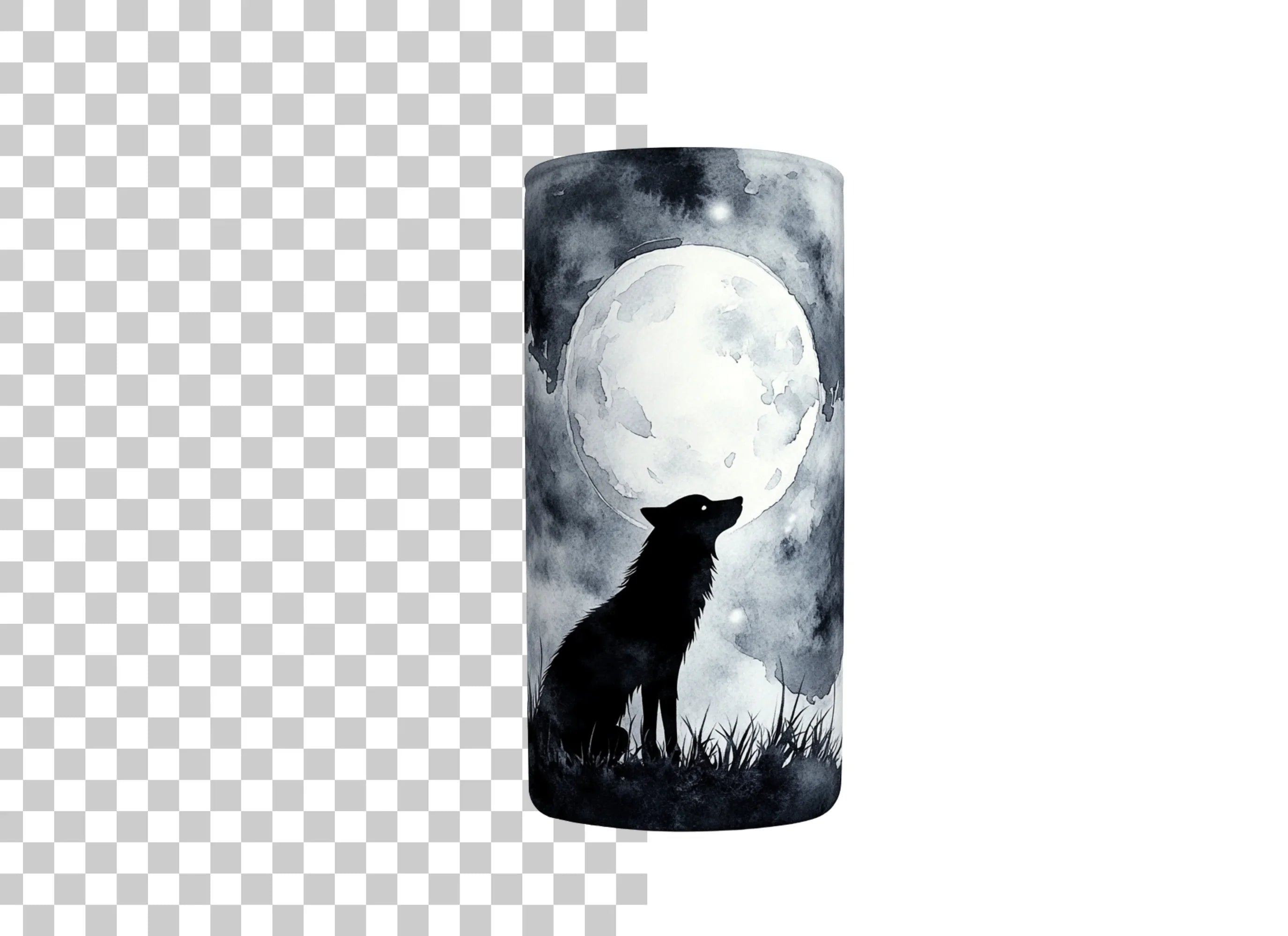 Howling Wolf Moon Night Scene Clipart Bundle