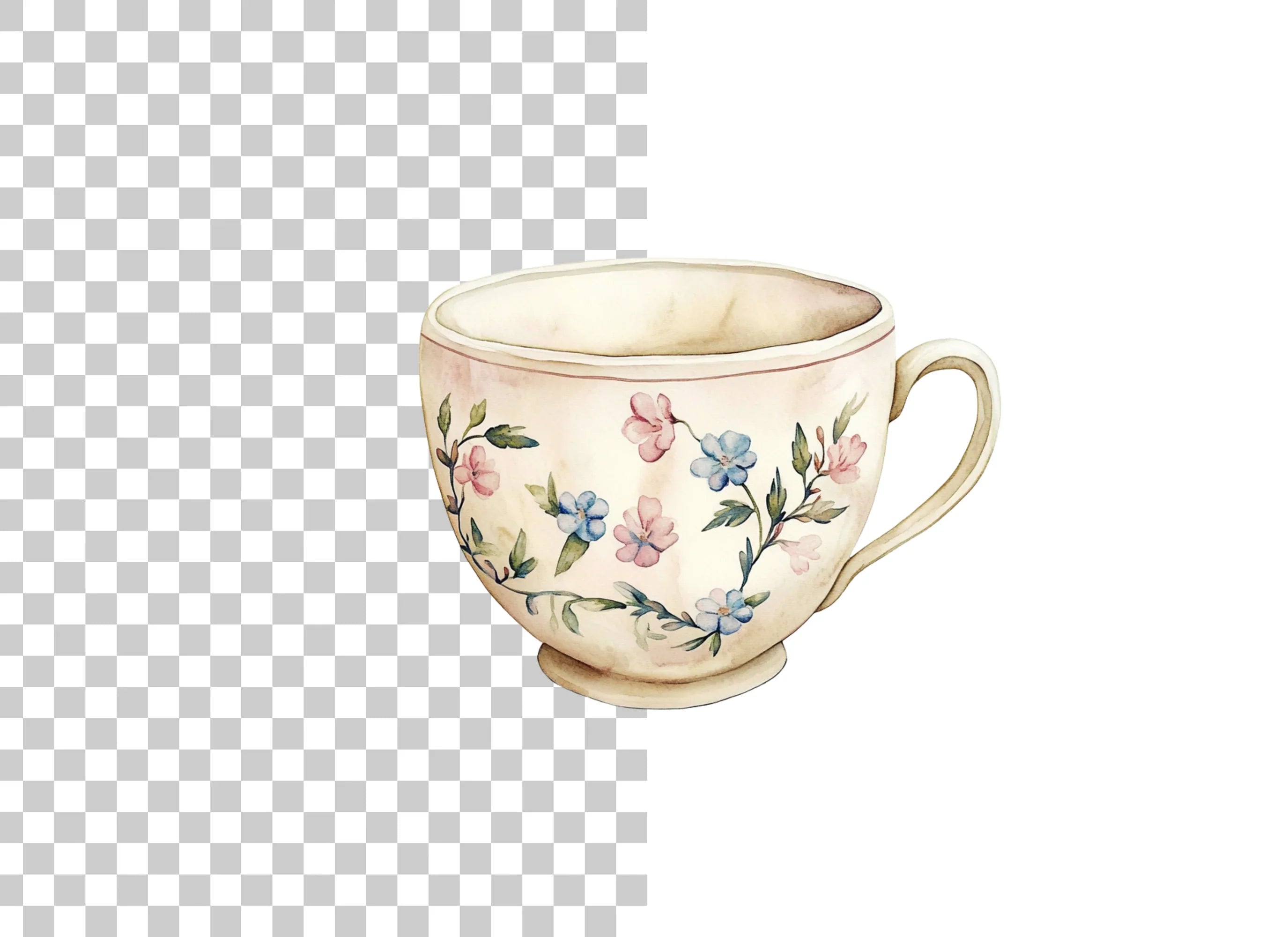 Vintage Floral Teacups Clipart Bundle