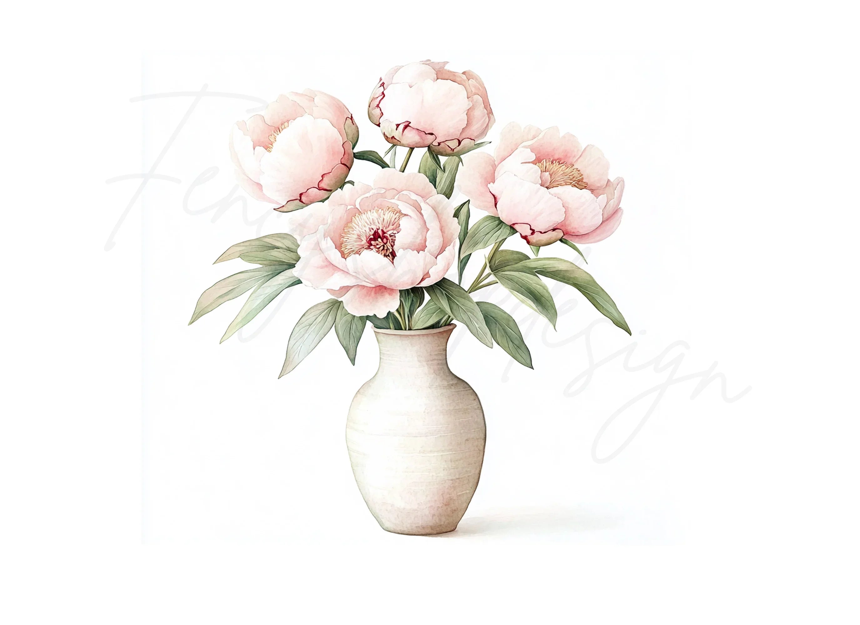 Elegant Pink Peony Bouquet Clipart Bundle