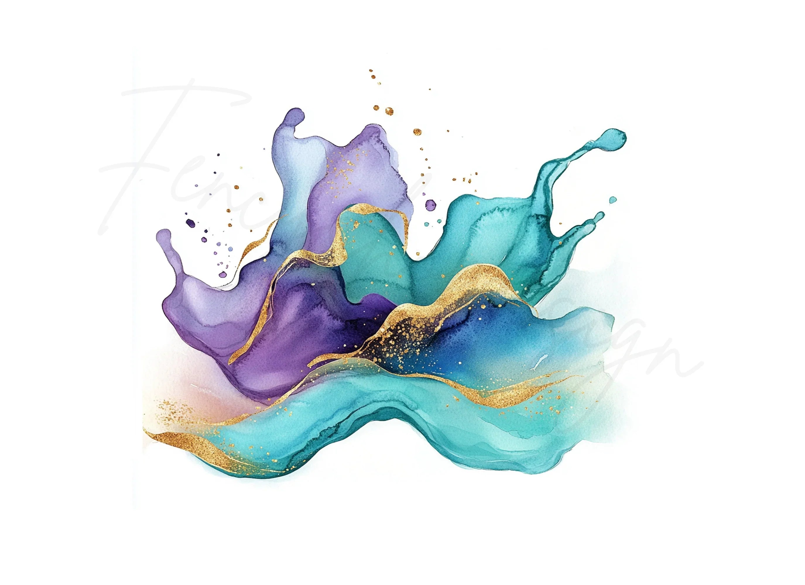 Abstract Alcohol Ink Clipart Bundle