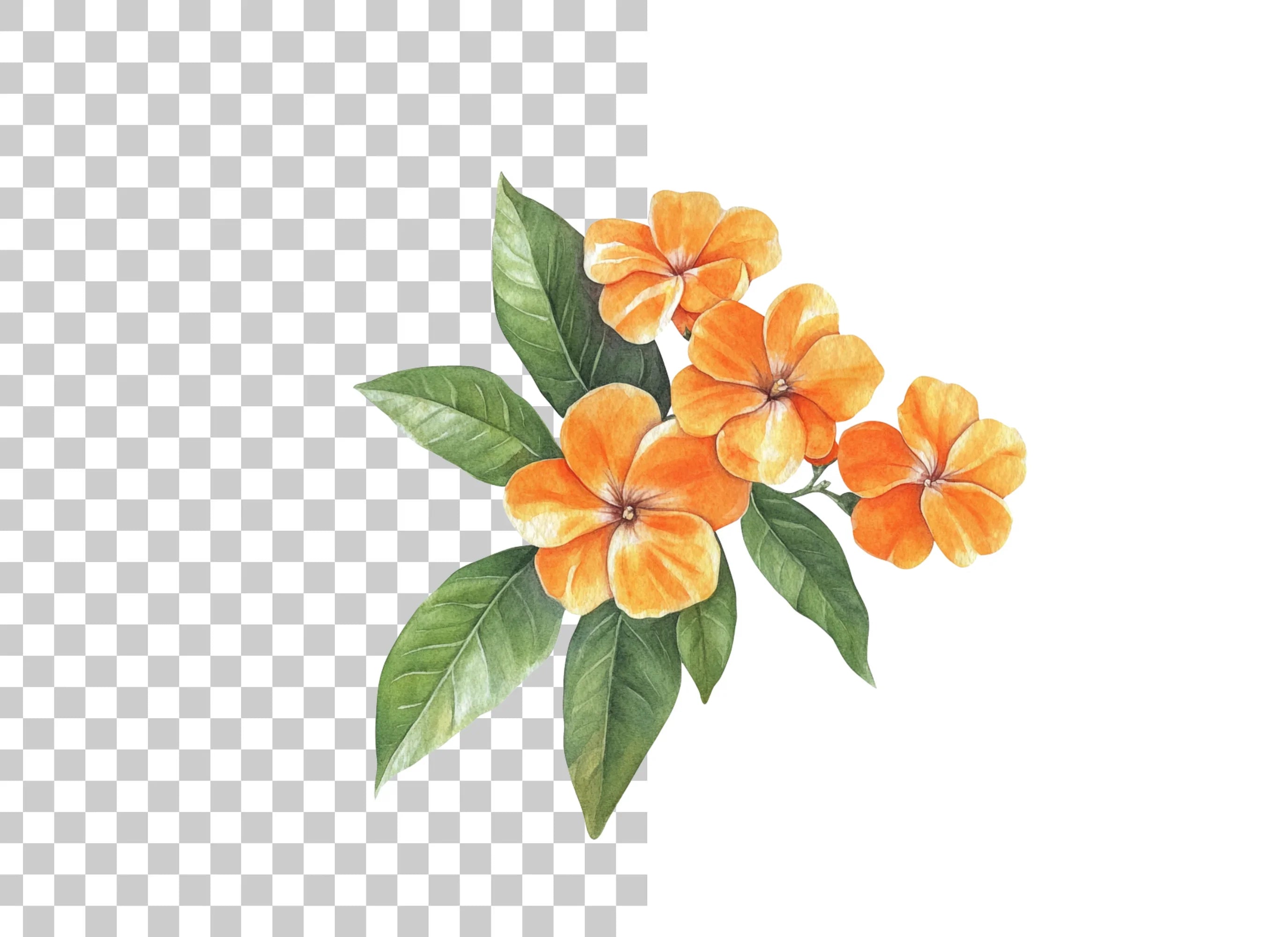Orange Flower Clipart Bundle