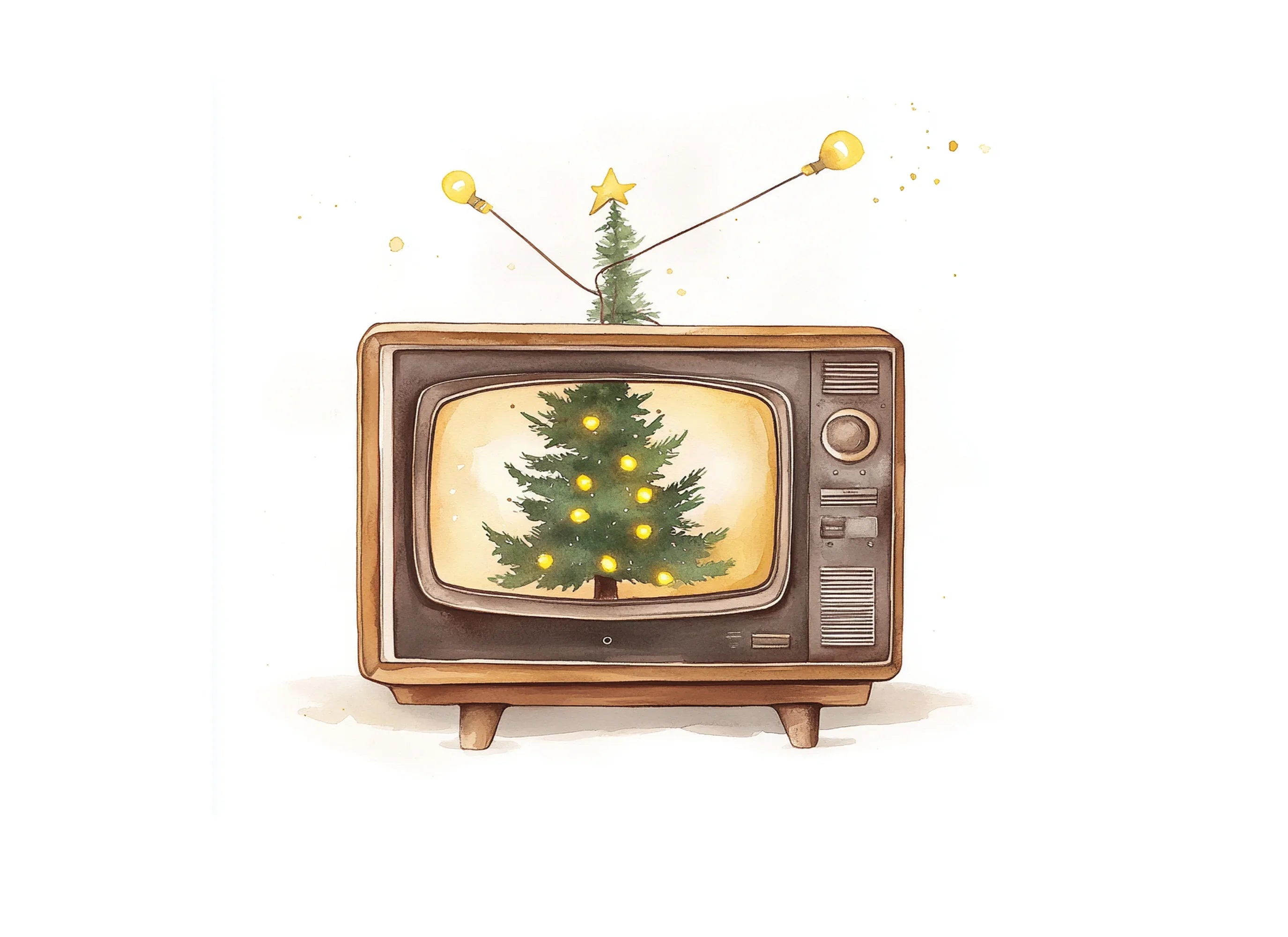 Vintage Christmas Tree TV Clipart Bundle