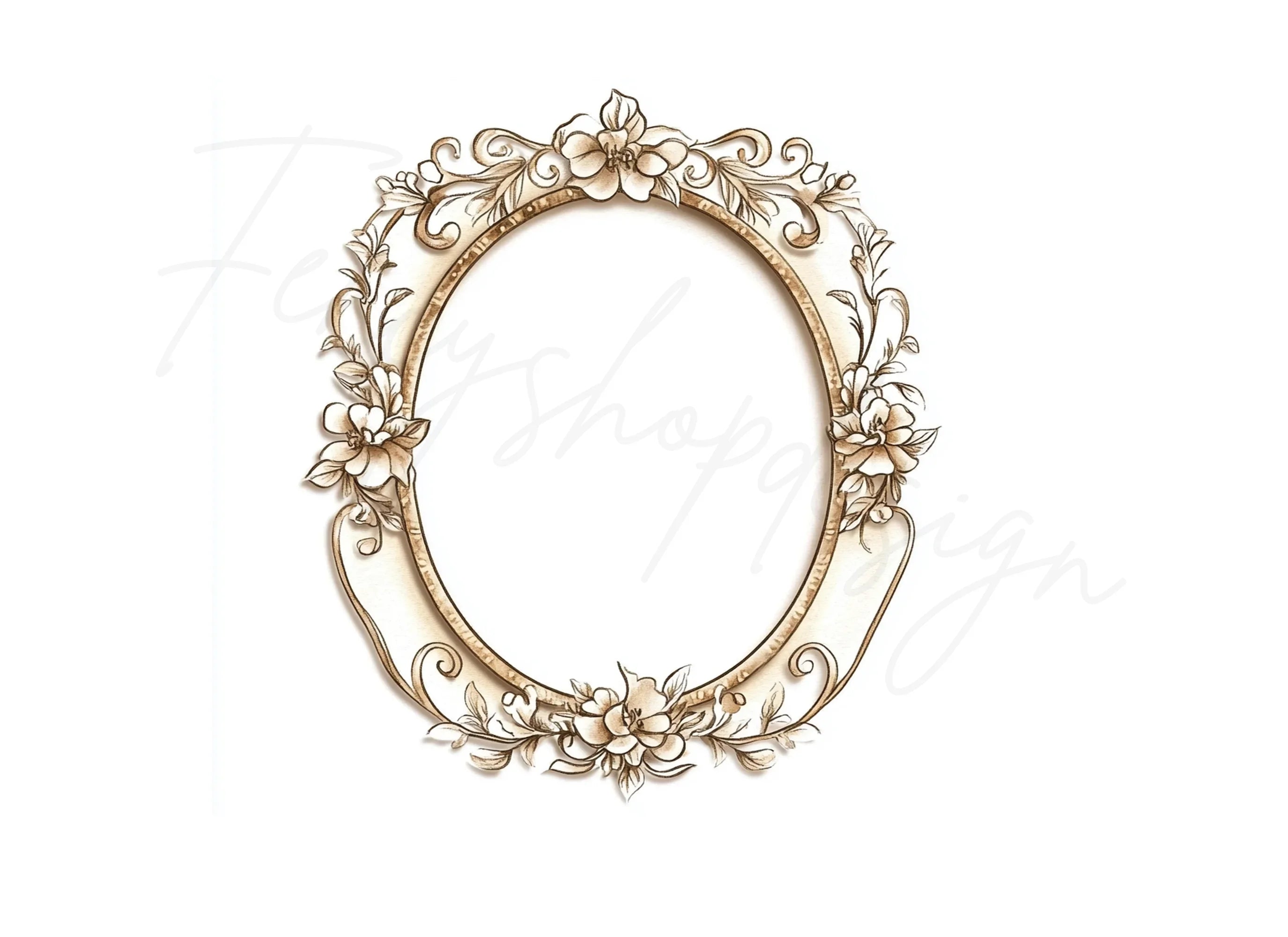 Floral Oval Frames Clipart Bundle