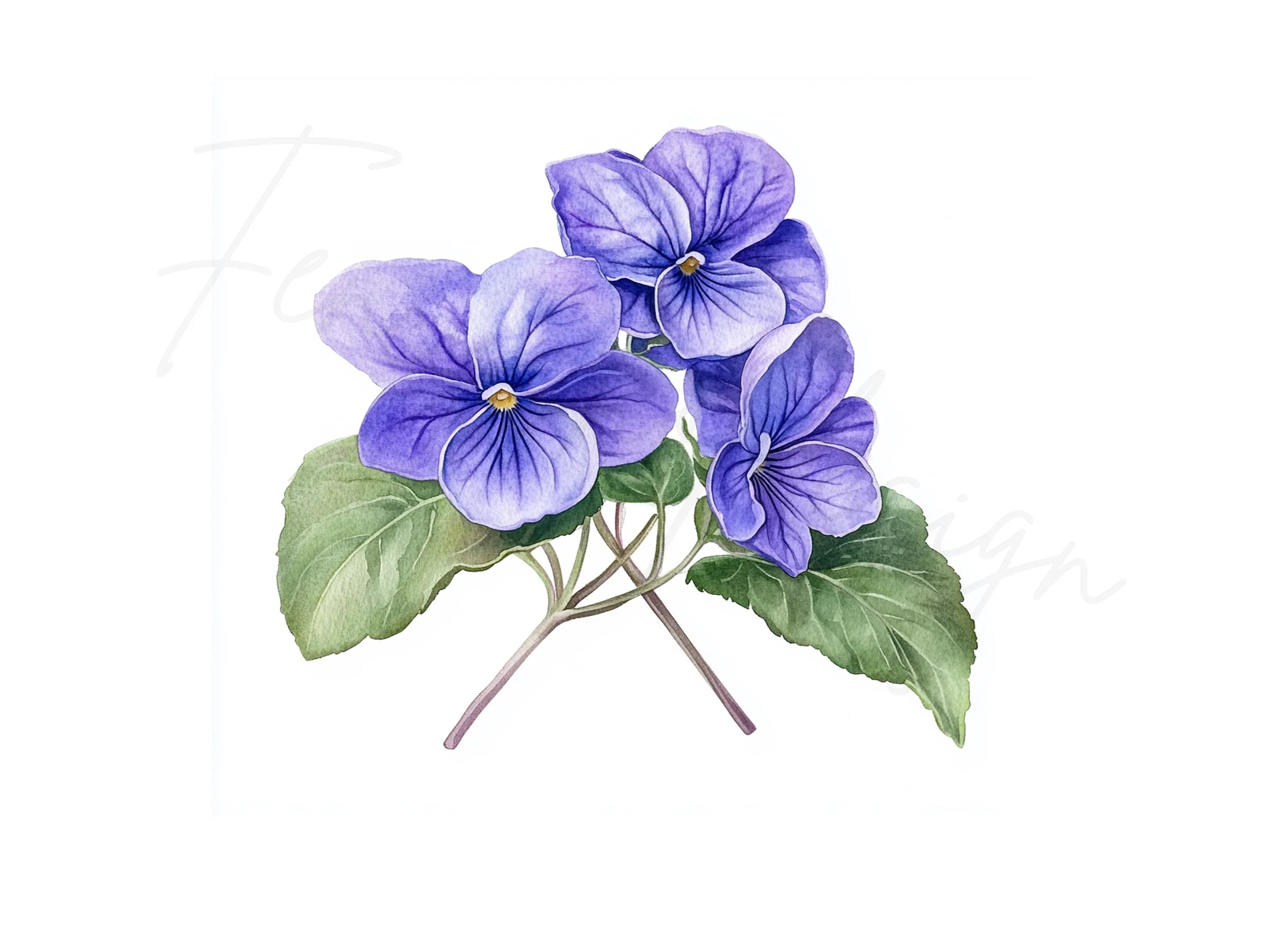 Violet Flowers Clipart Bundle