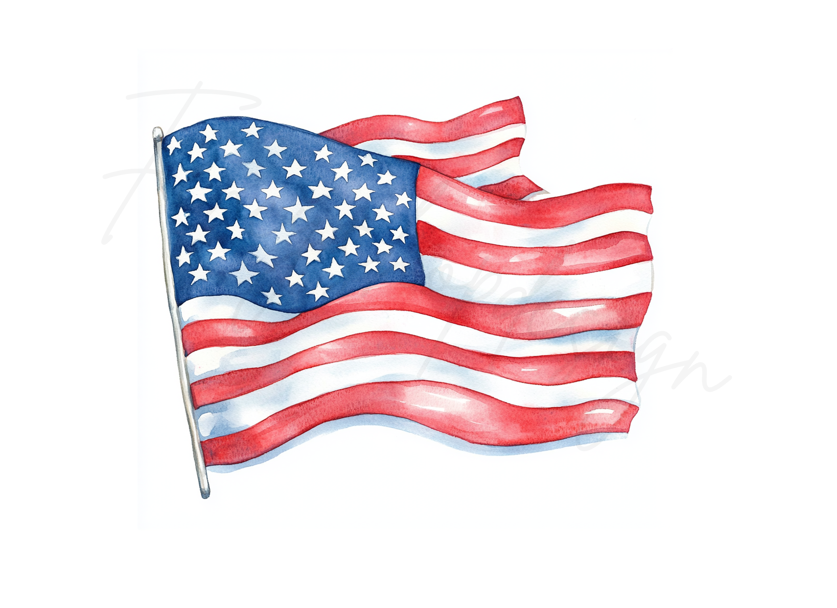 Waving American Flag Clipart Bundle