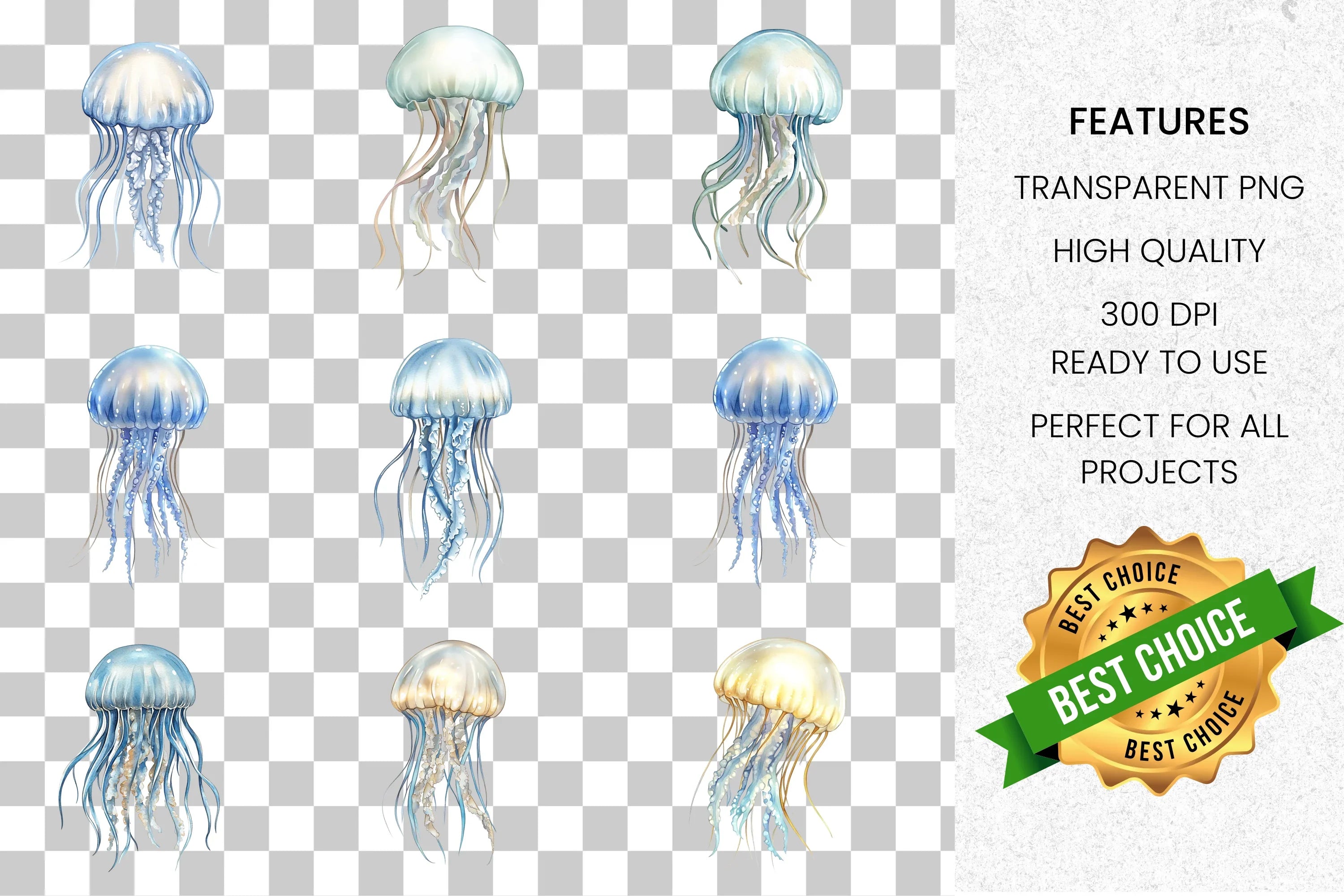 Jellyfish Ocean Clipart Bundle