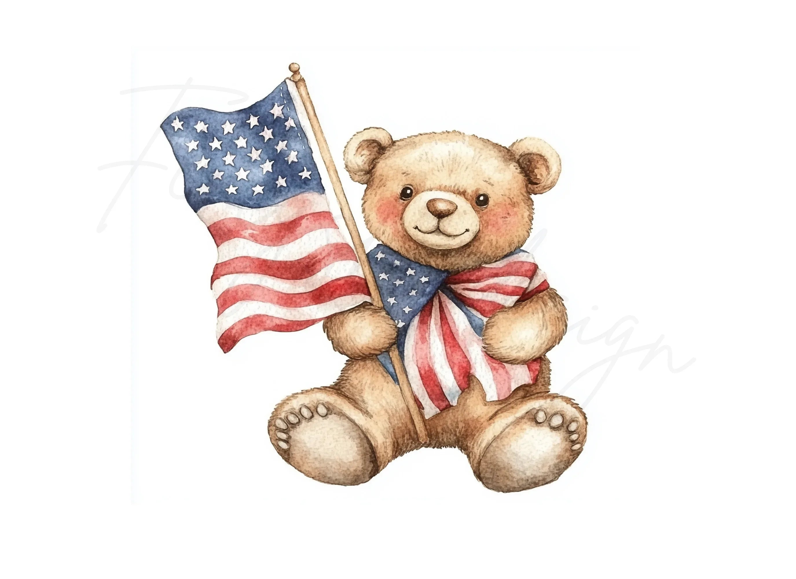 Cute Patriotic Bear Clipart Bundle