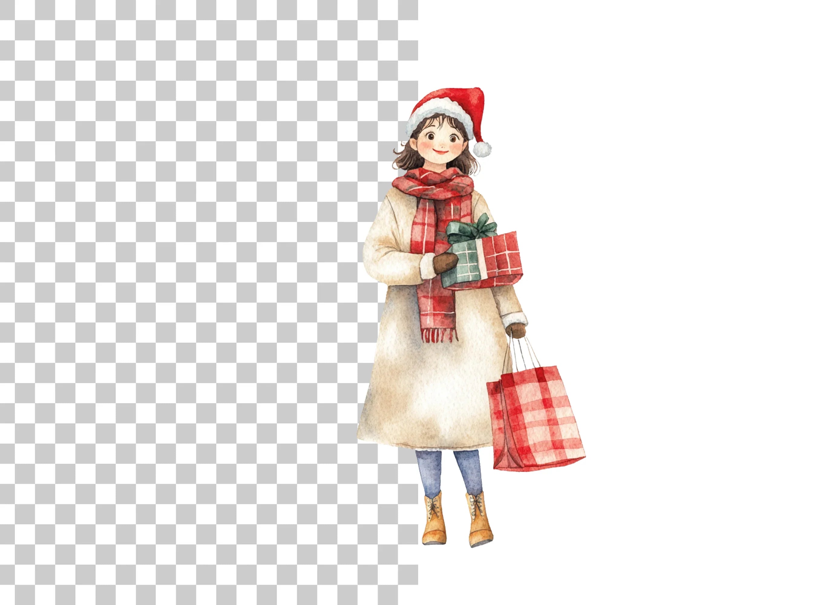 Christmas Shopping Girls Clipart Bundle