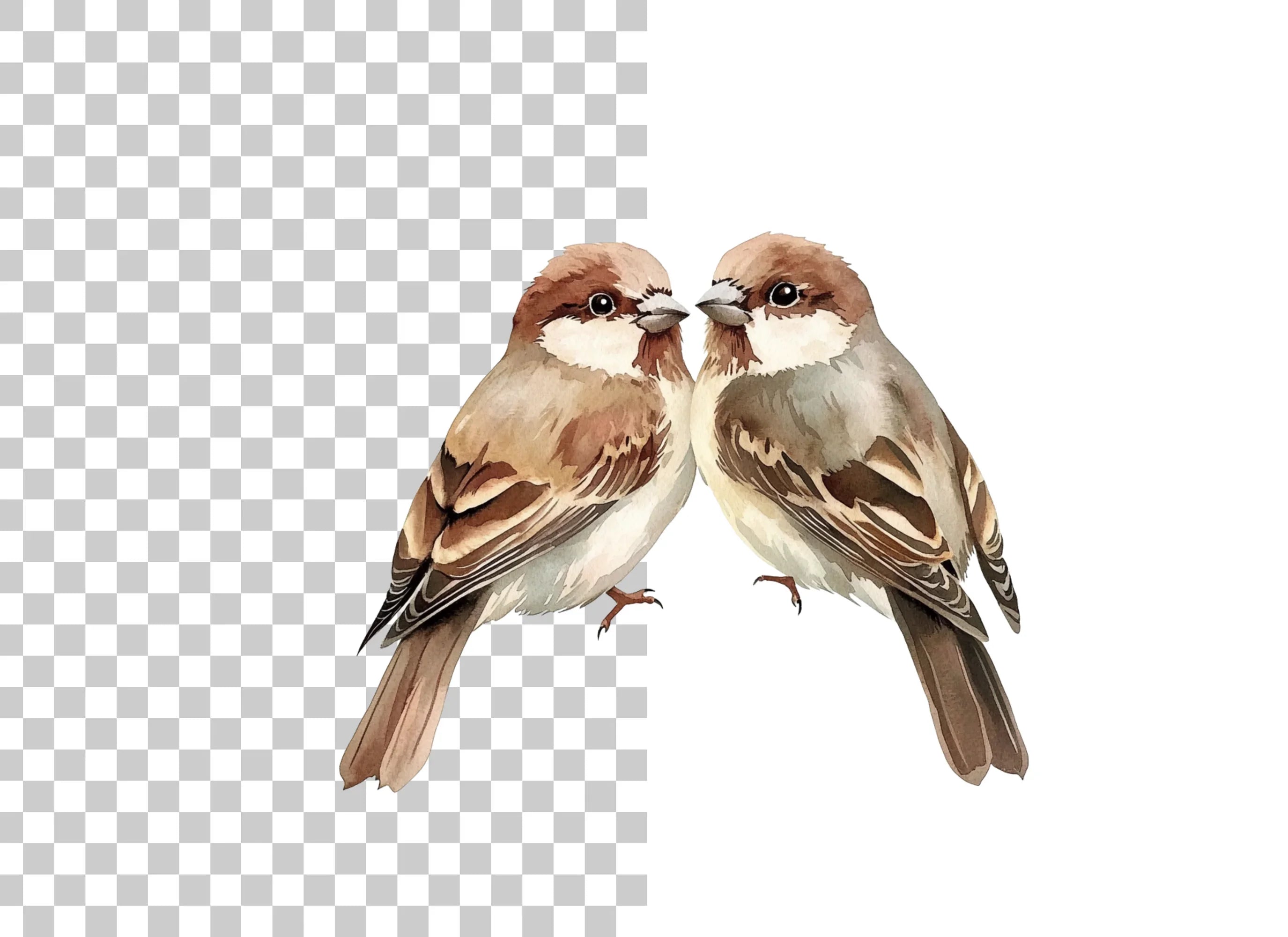 Cute Sparrow Pairs Clipart Bundle