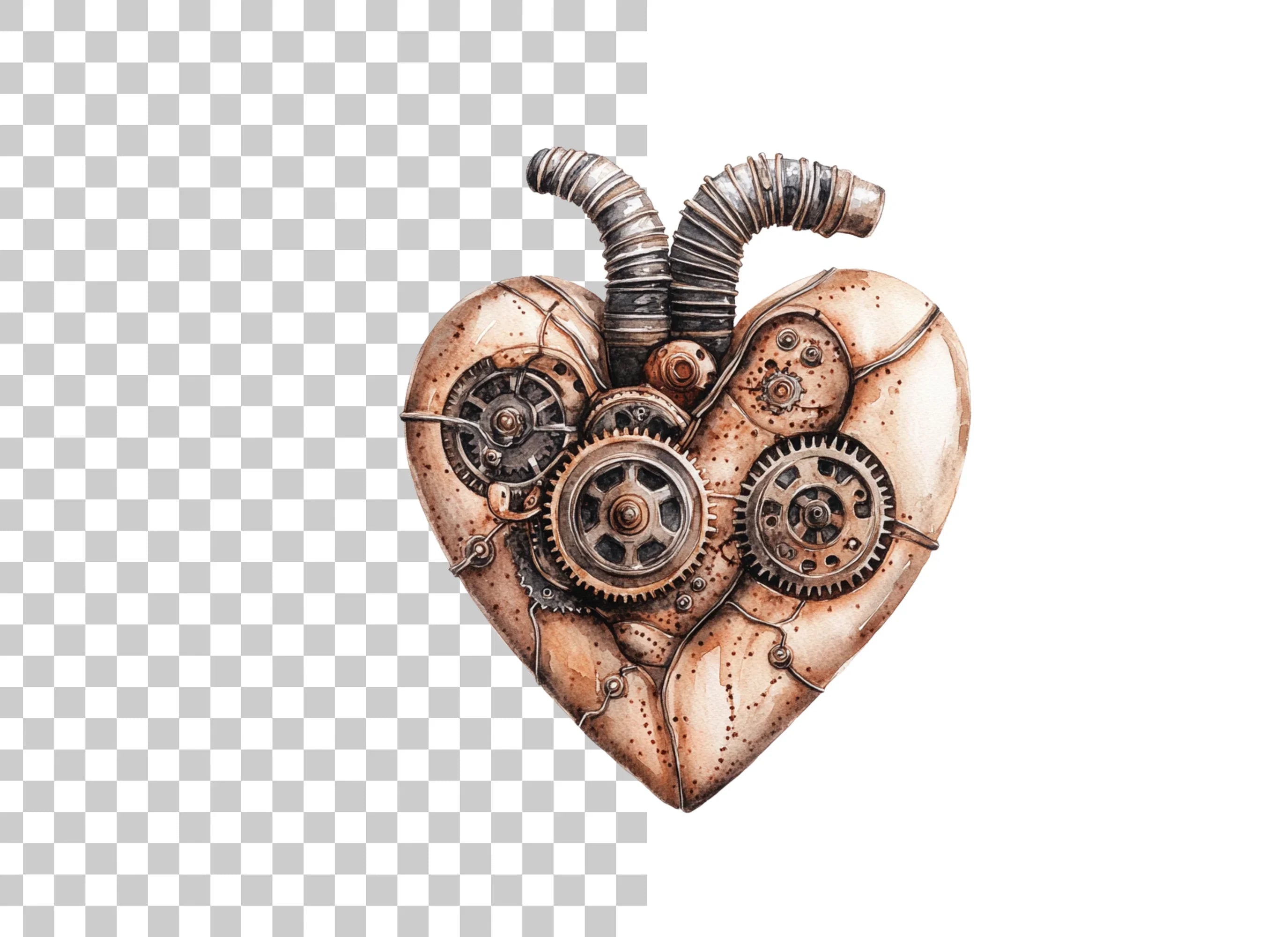 Steampunk Heart Clipart Bundle