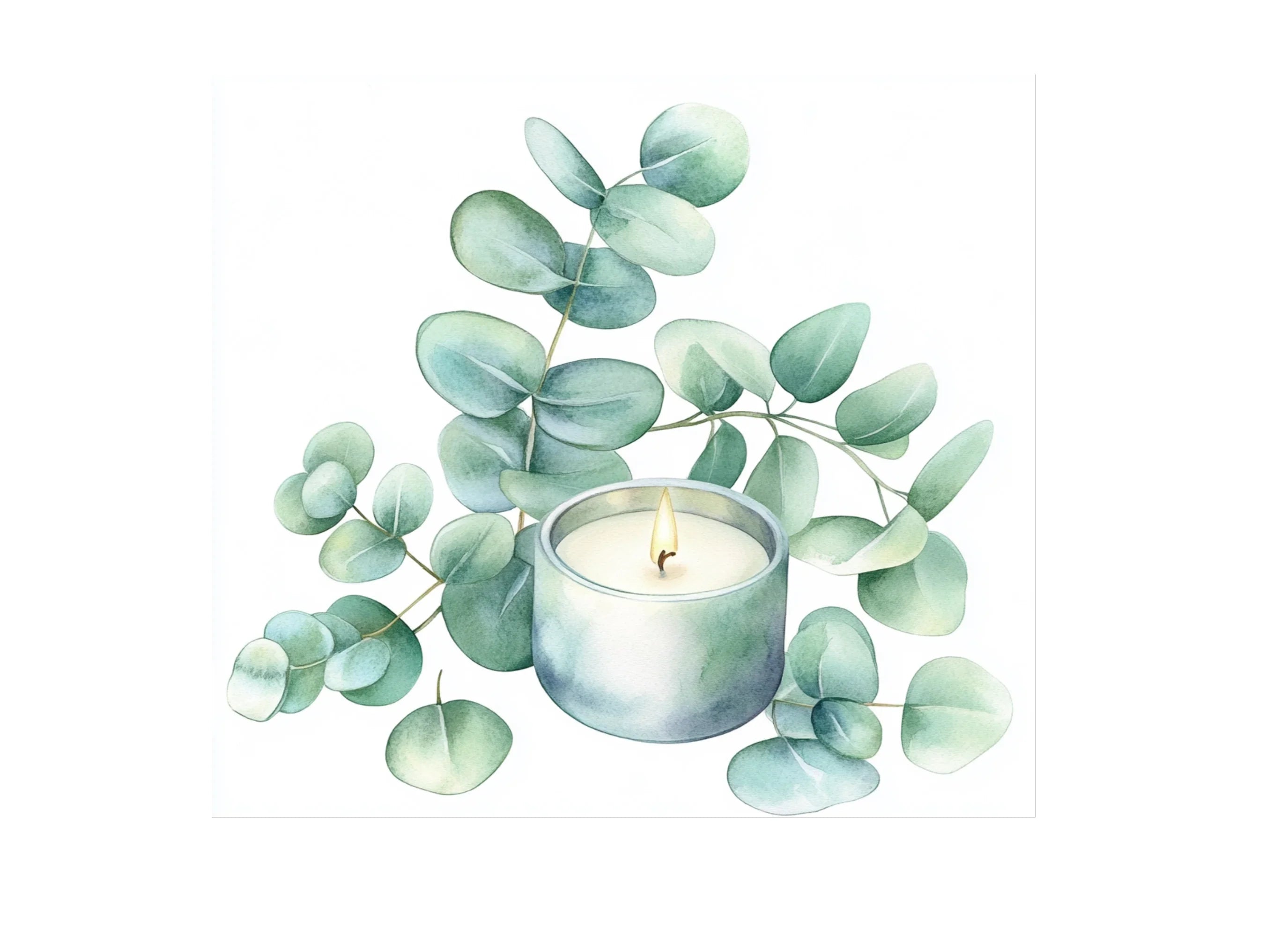 Blue Eucalyptus Candle Clipart Bundle