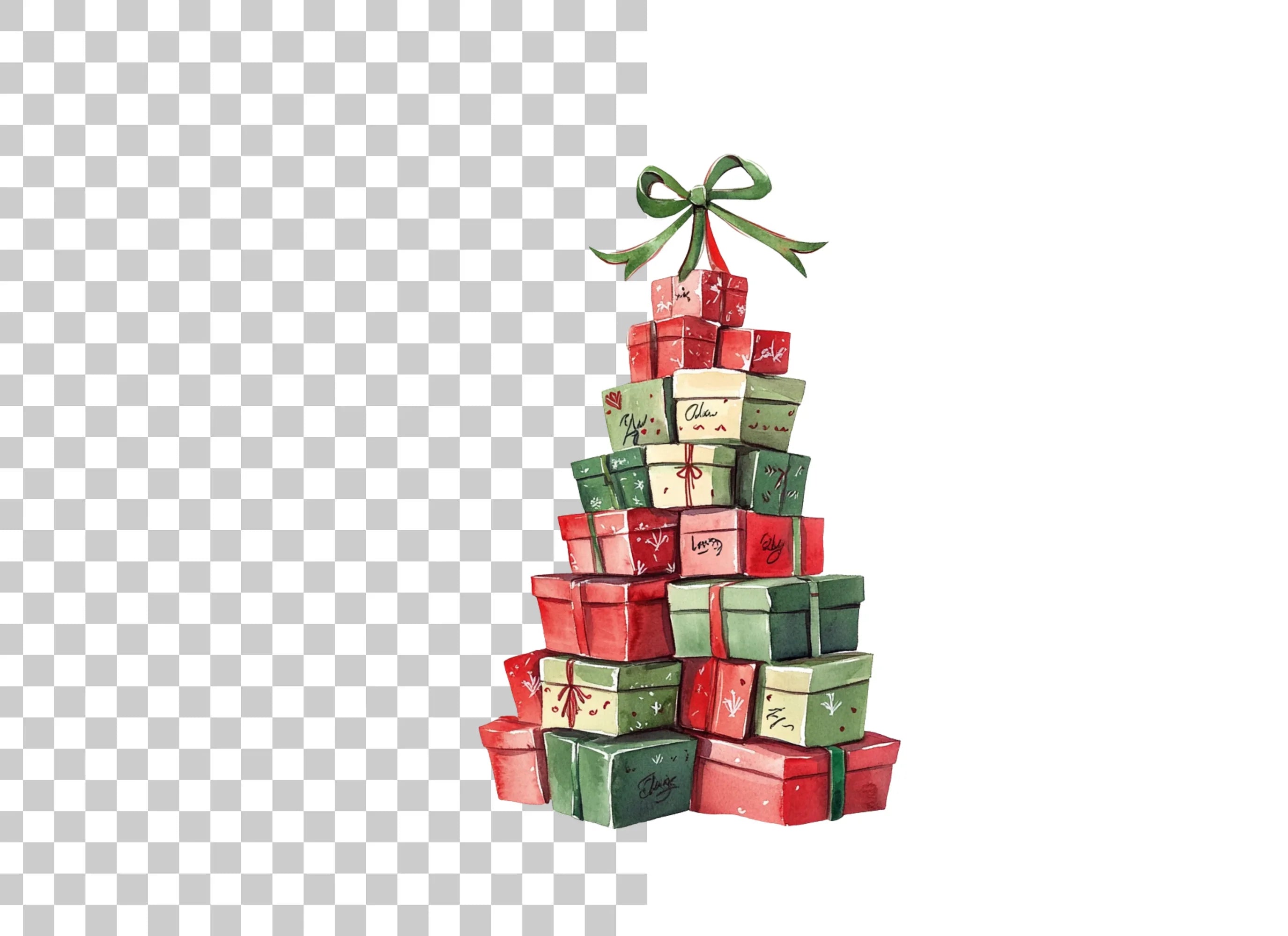 Christmas Gift Box Trees Clipart Bundle