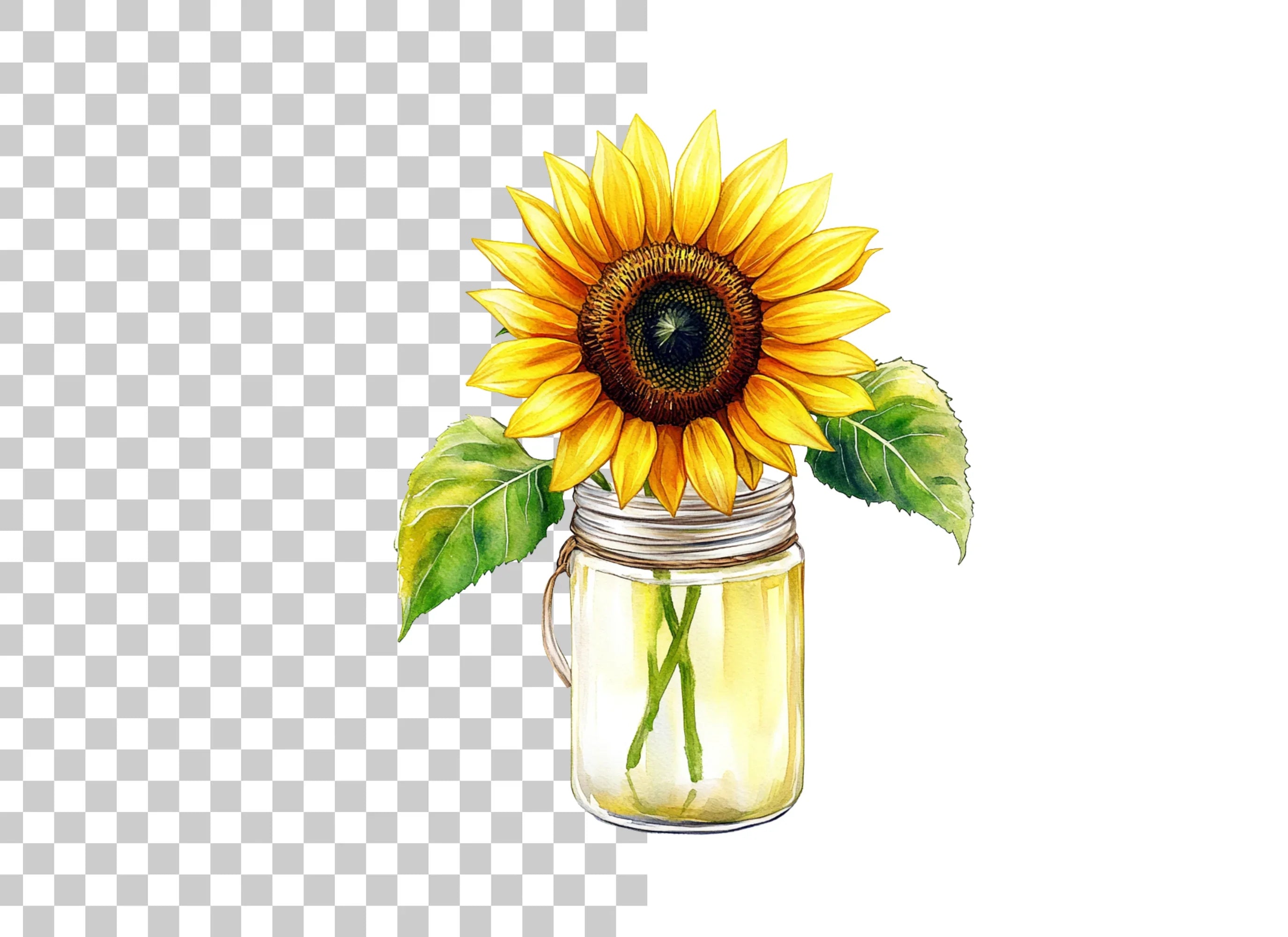 Sunflower in Mason Jar Clipart Bundle
