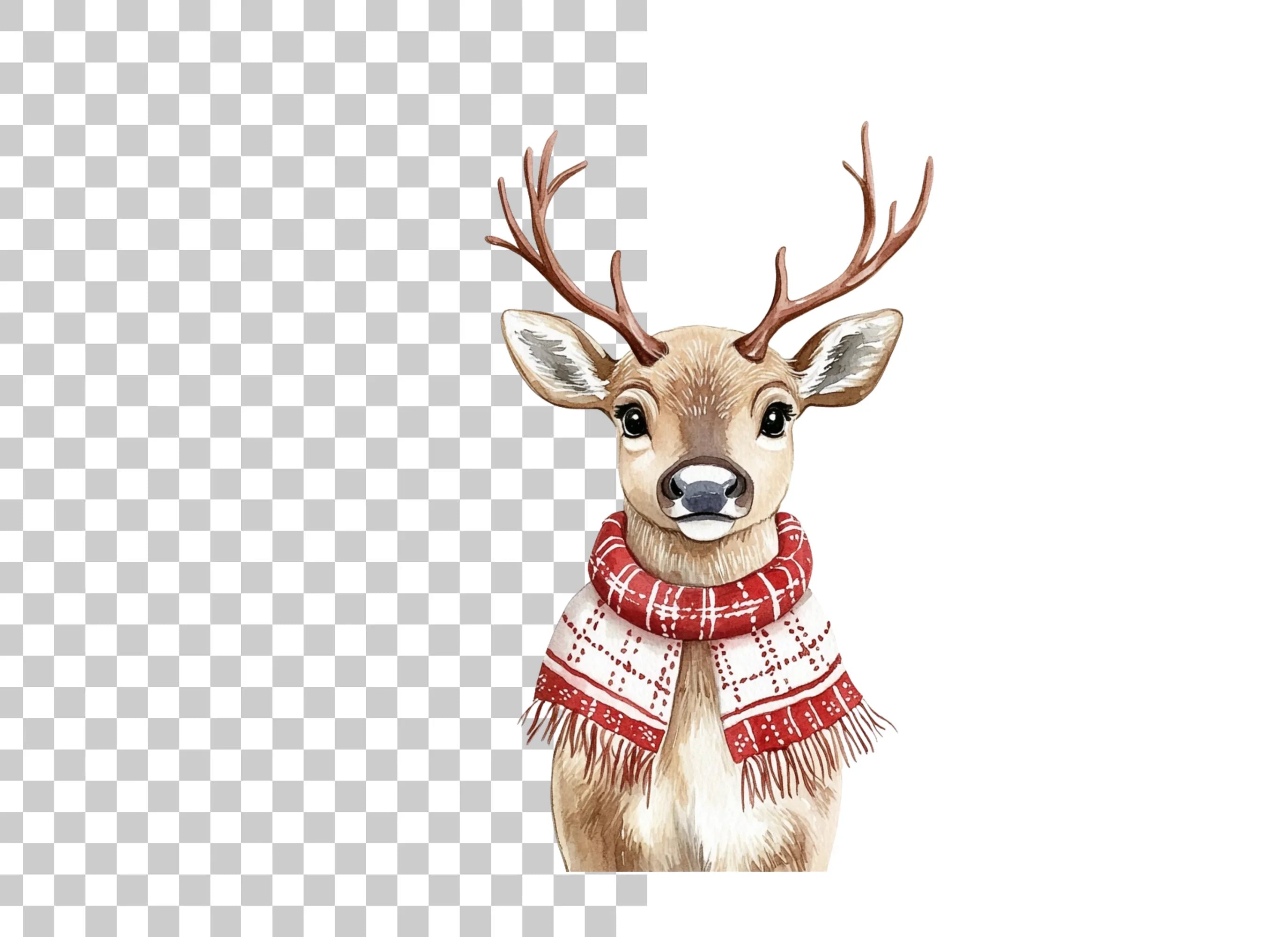 Cute Reindeer with Scarves Clipart Bundle