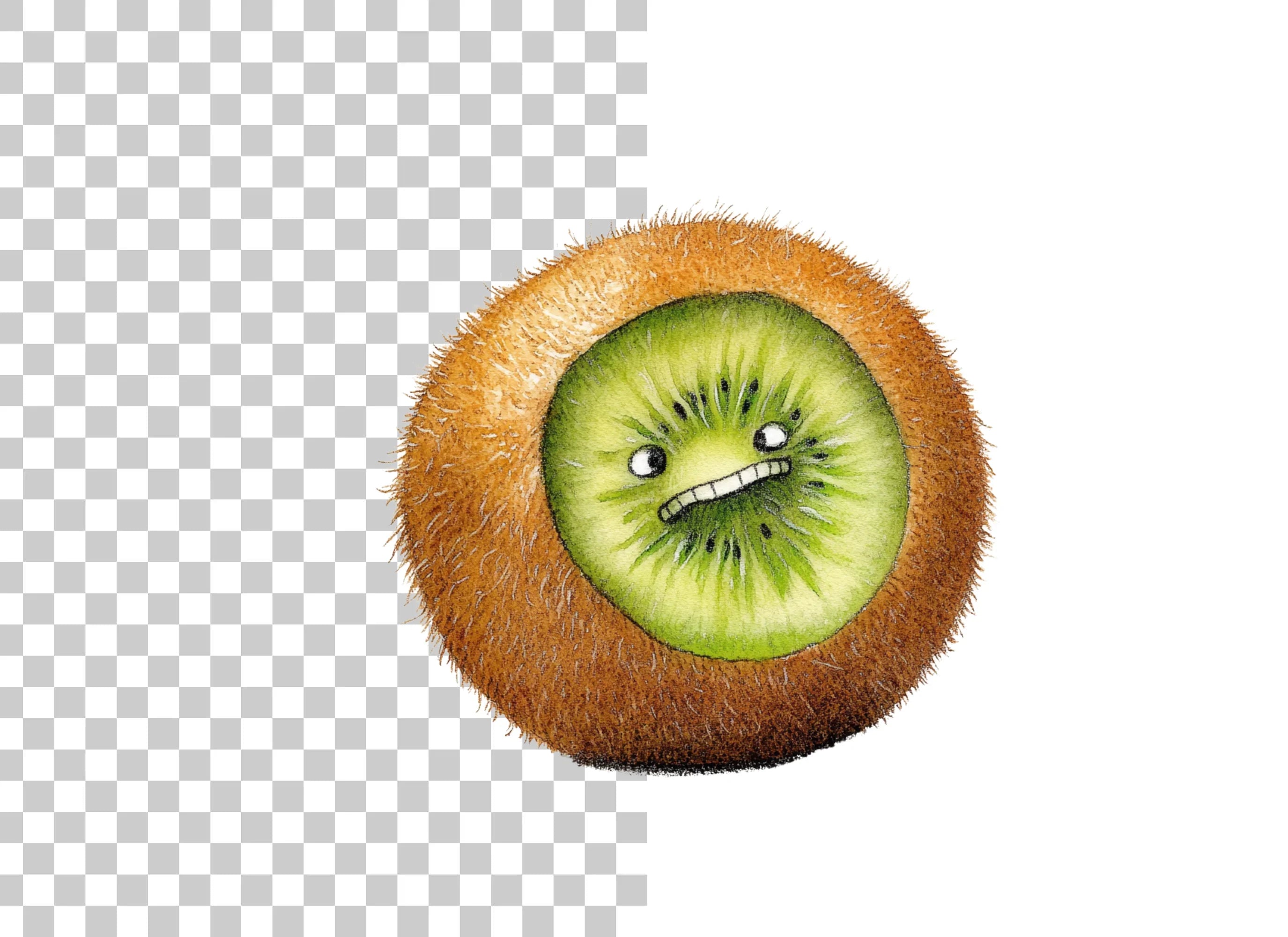 Scared Kiwi Fruit Cartoon Clipart Bundle