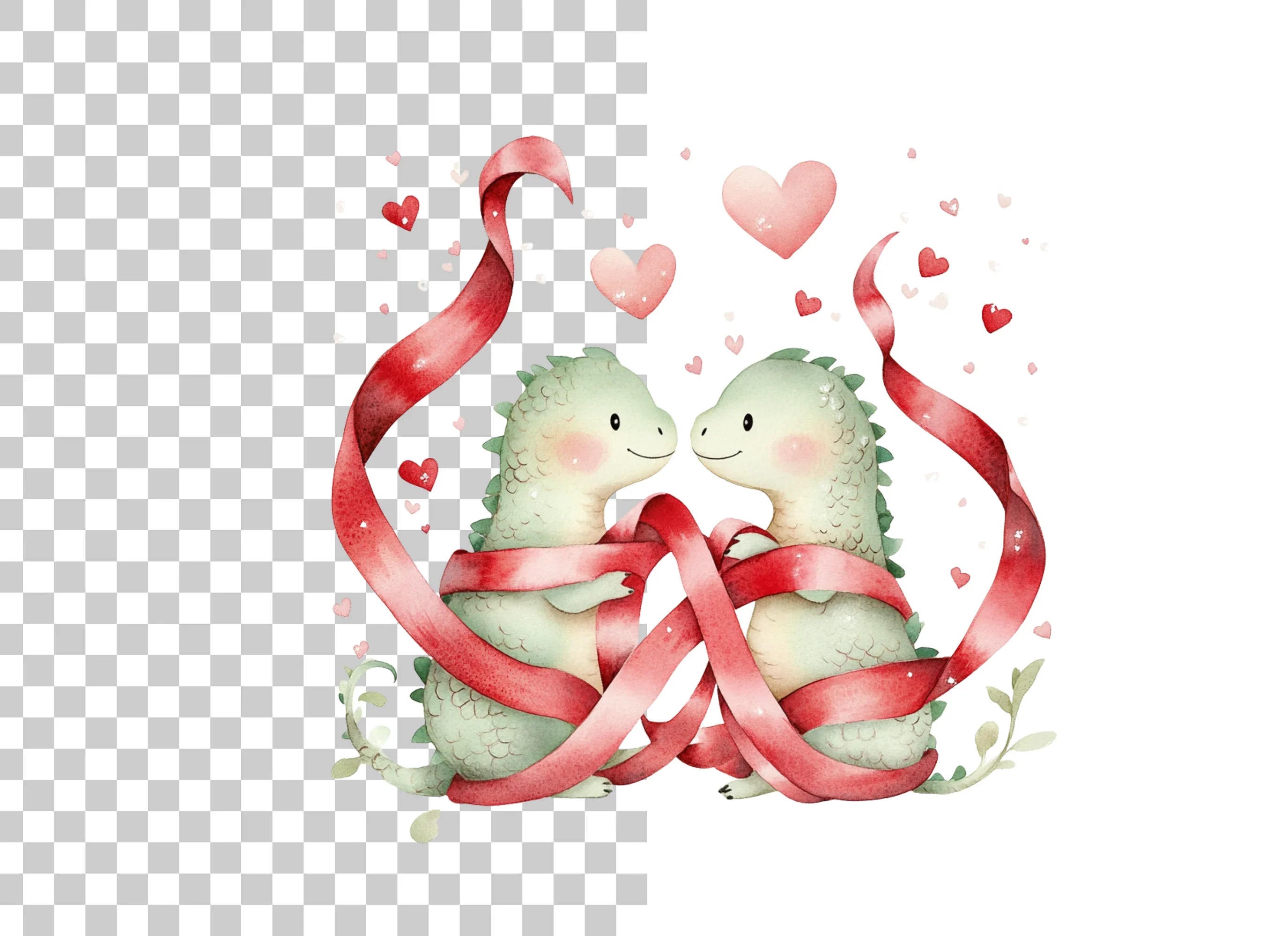 Cute Dragon Couple Valentine Clipart Bundle