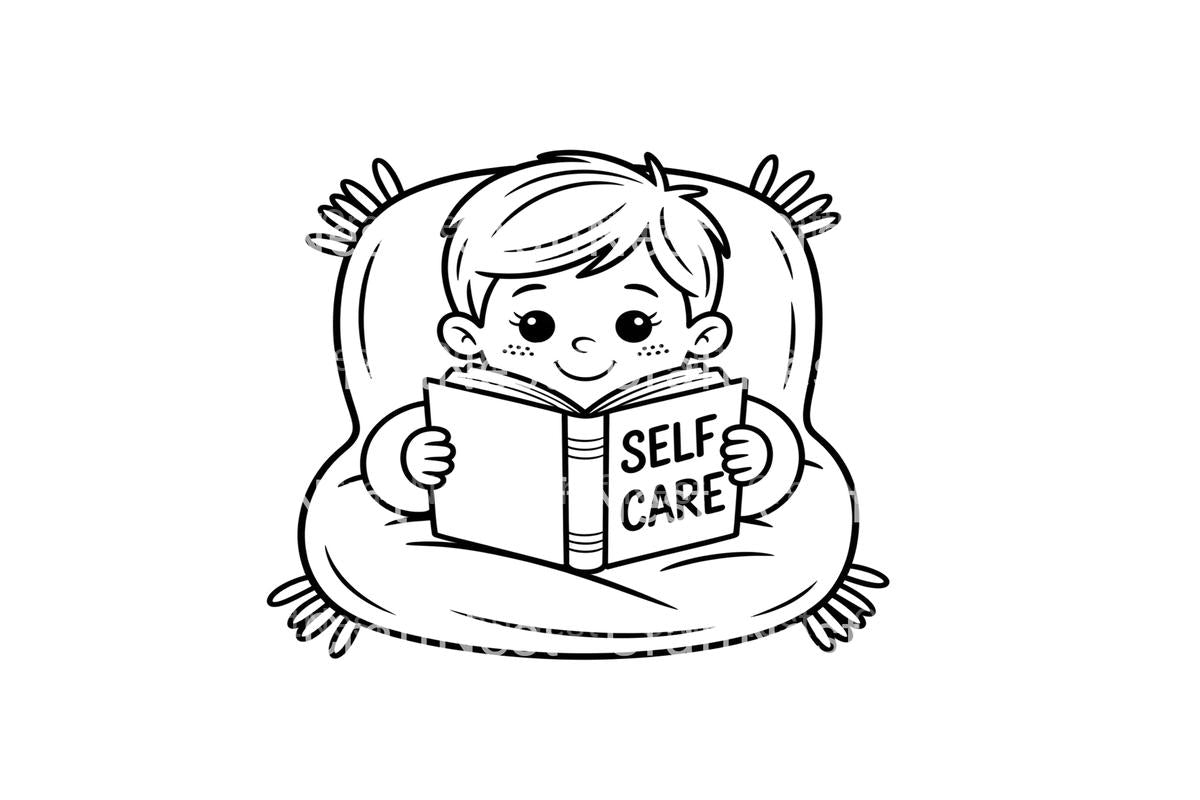 Self Care Reading Boy Coloring Books