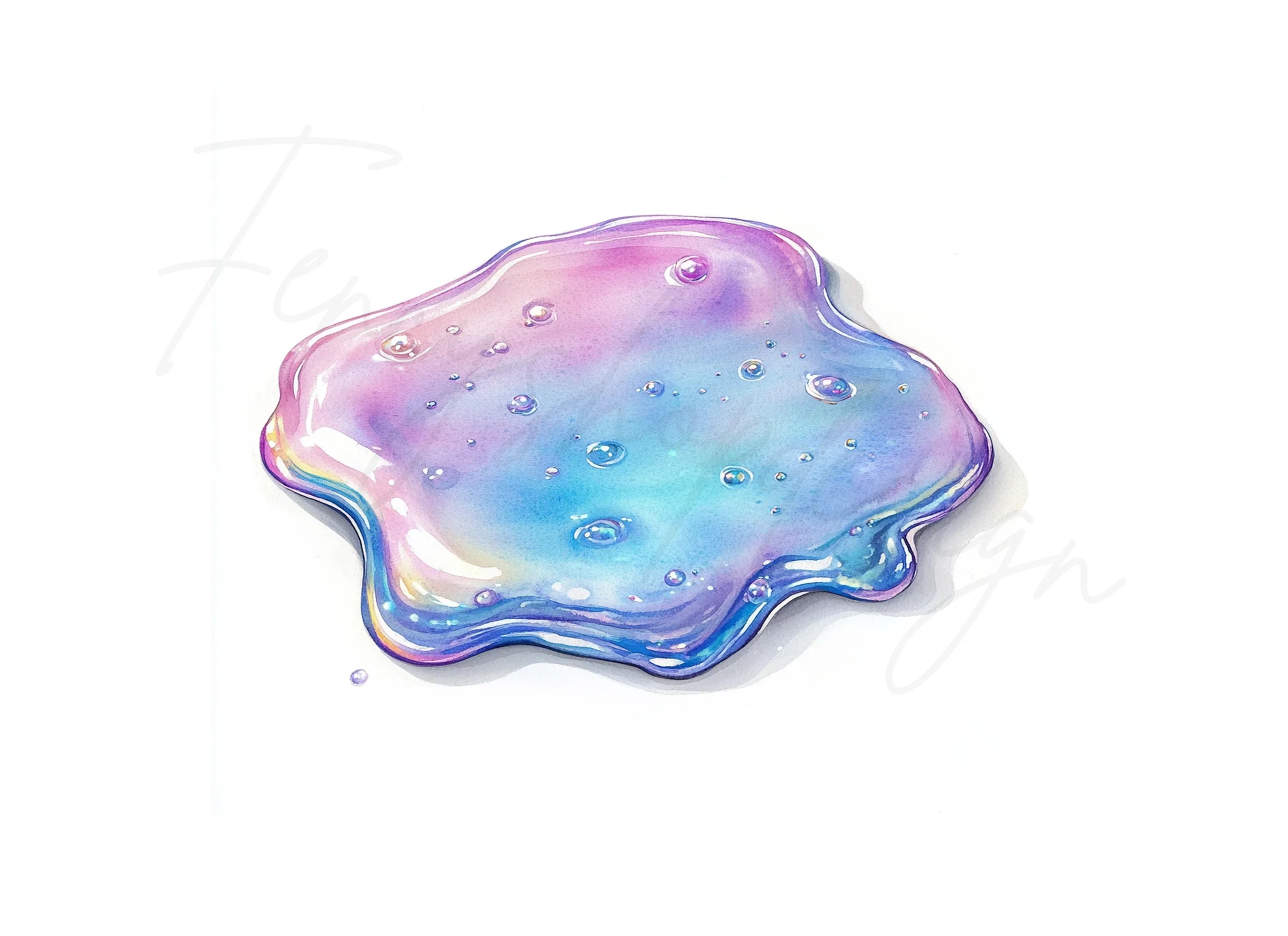 Iridescent Slime Blob Clipart Bundle