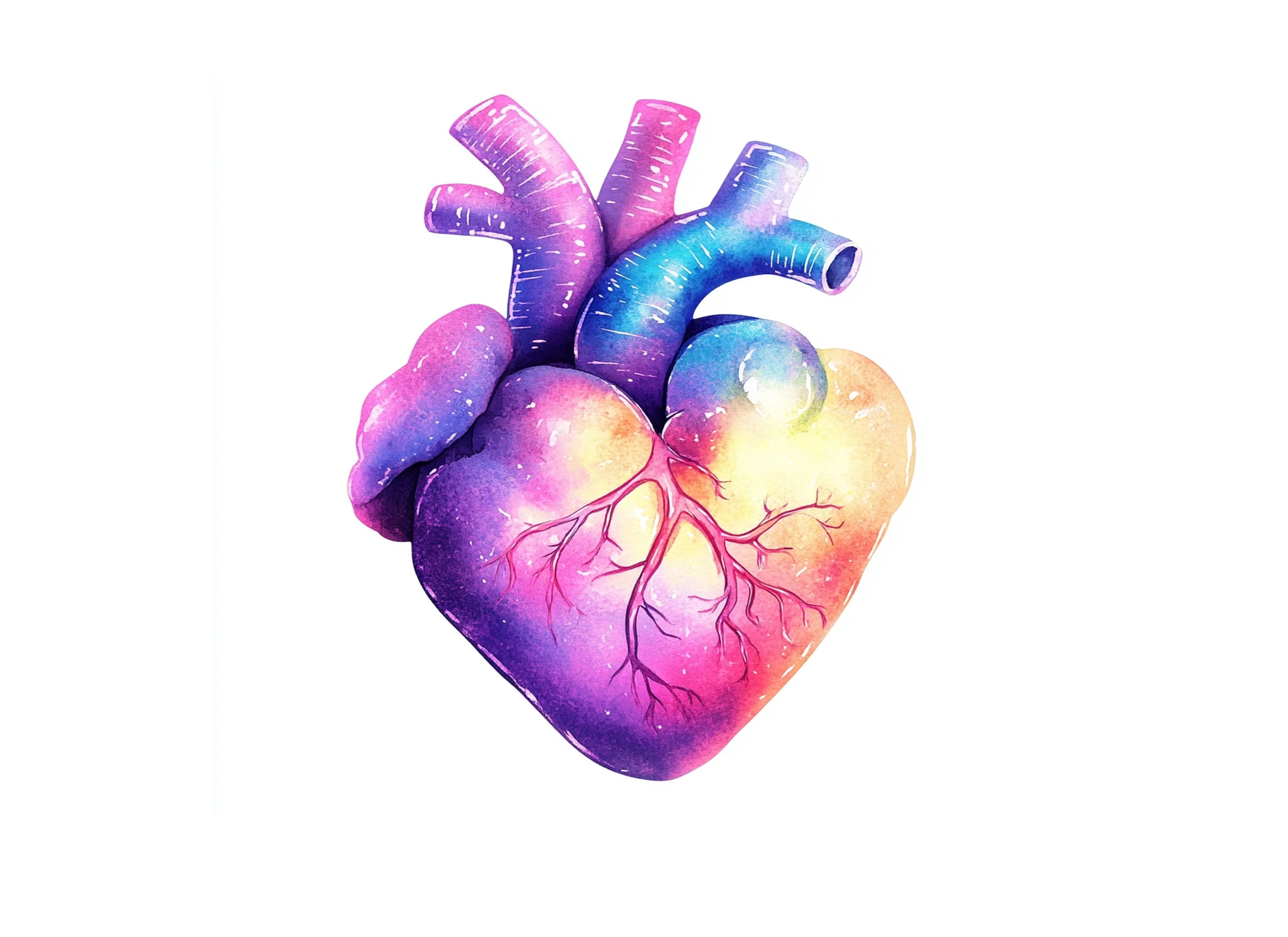 Colorful Anatomical Heart Clipart Bundle