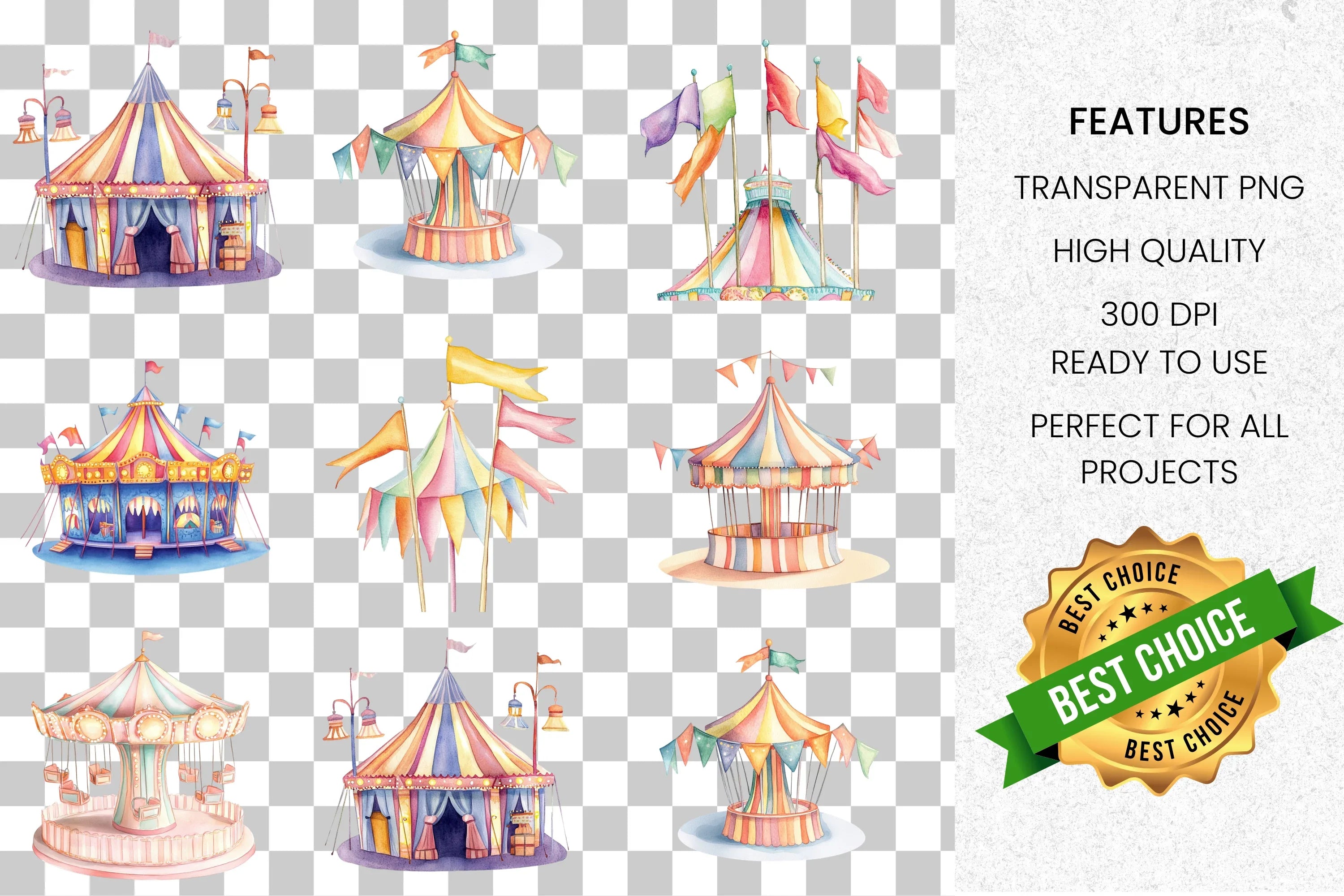 Whimsical Carnival Clipart Bundle