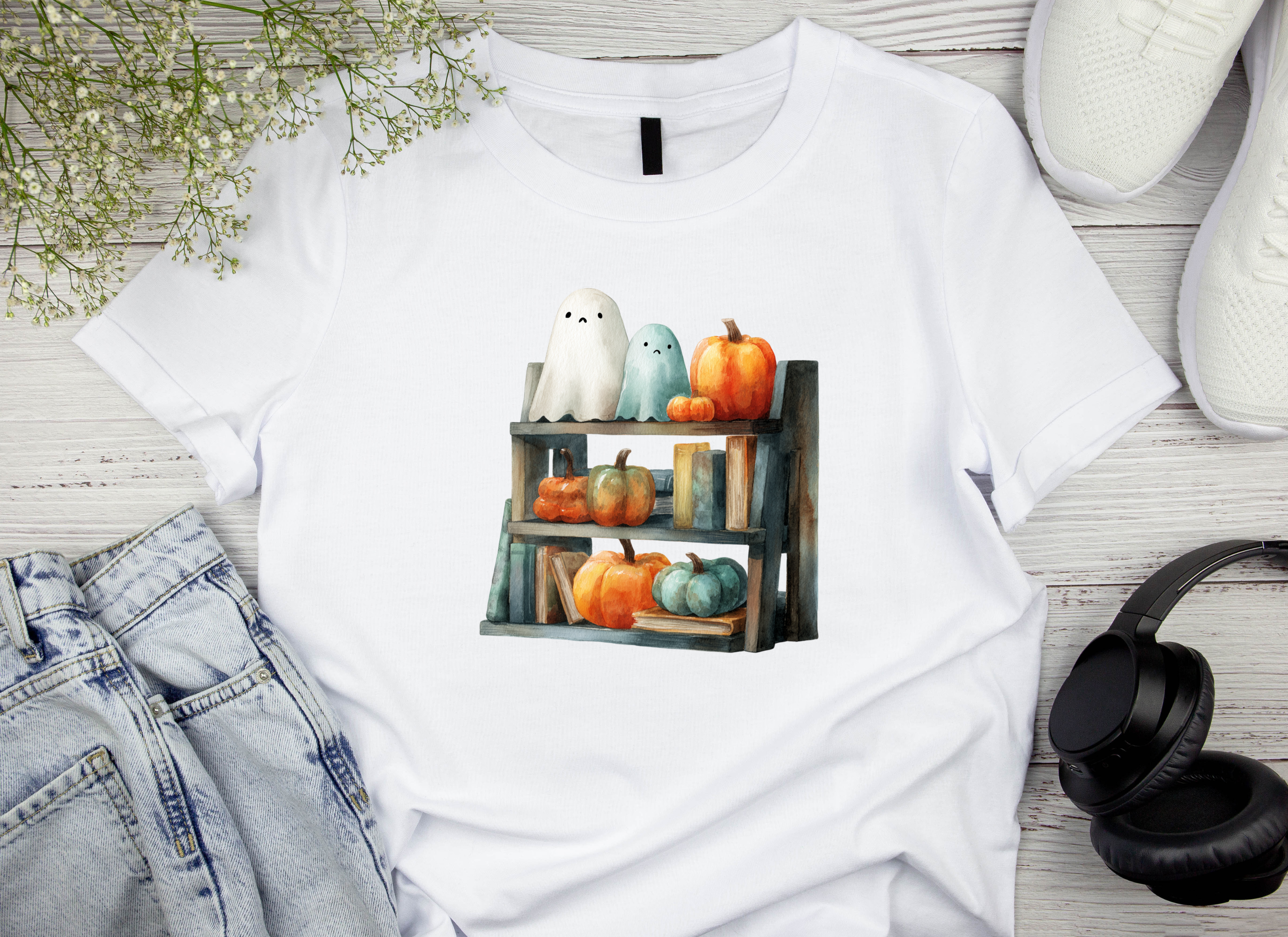 Spooky Bookshelf Clipart Bundle