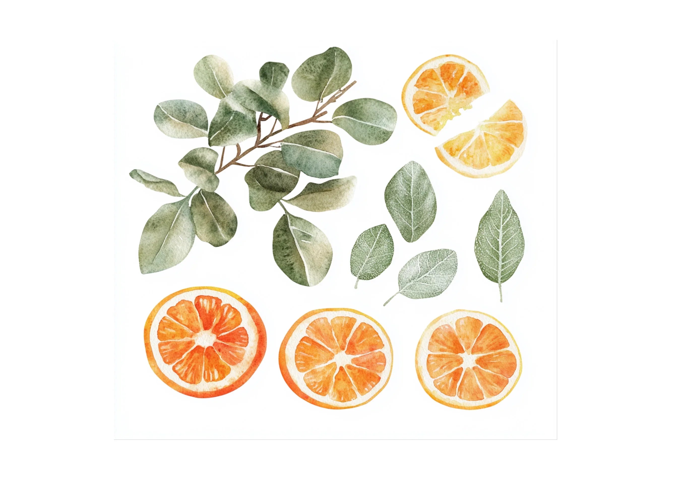 Citrus Greenery Clipart Bundle